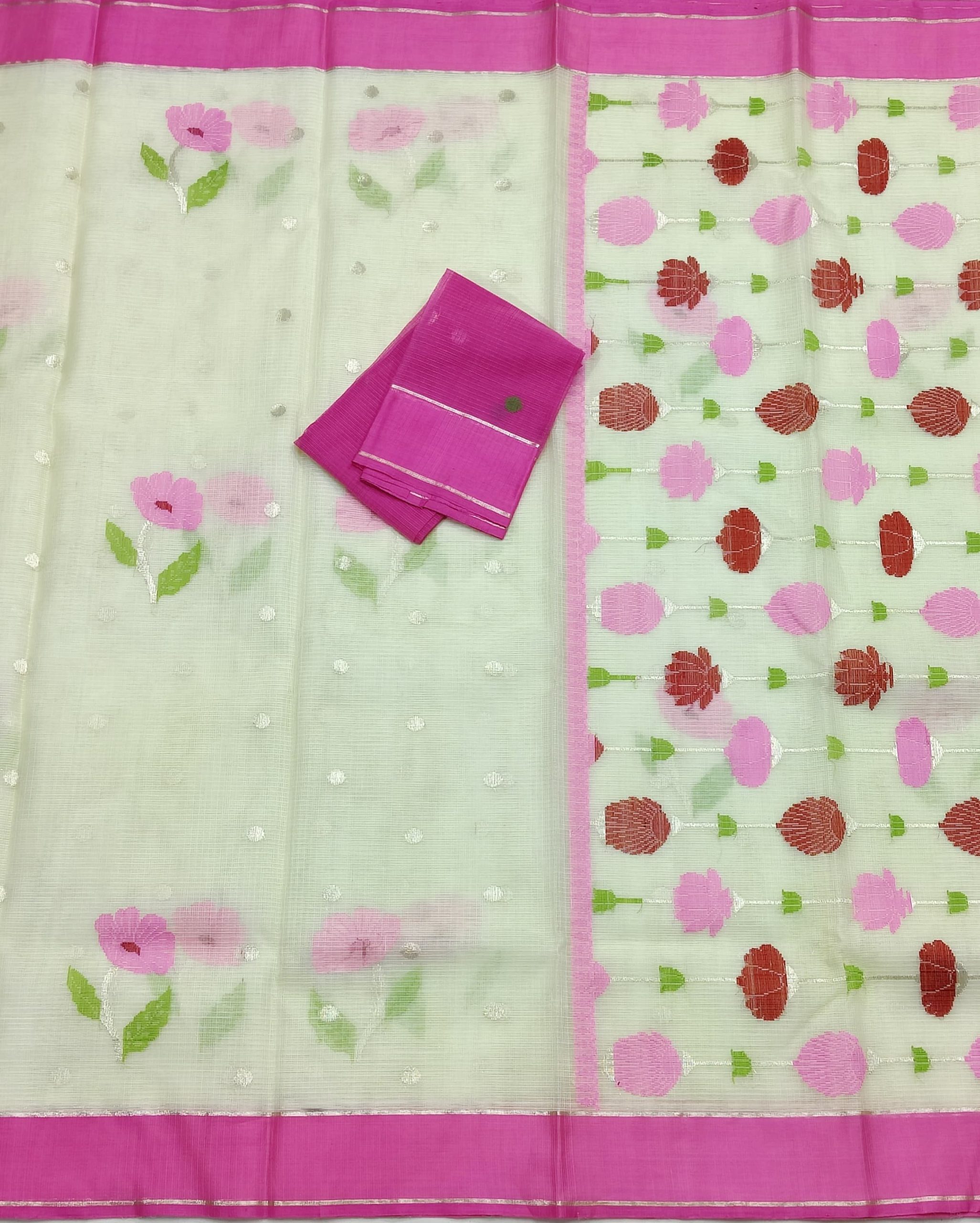PURE ZARIKOTA HANDLOOM BUTA SAREE WITH BLOUSE B1891 - Image 3