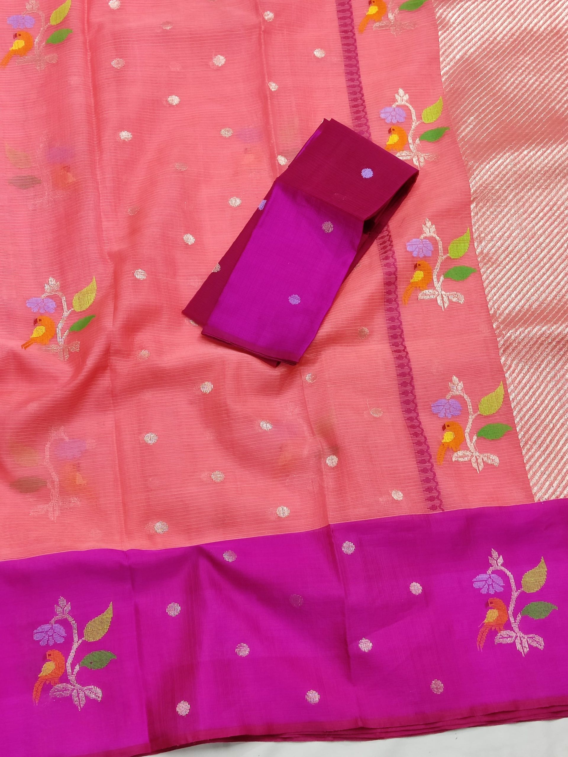 PURE ZARIKOTA HANDLOOM BUTA SAREE WITH BLOUSE B1890 - Image 2