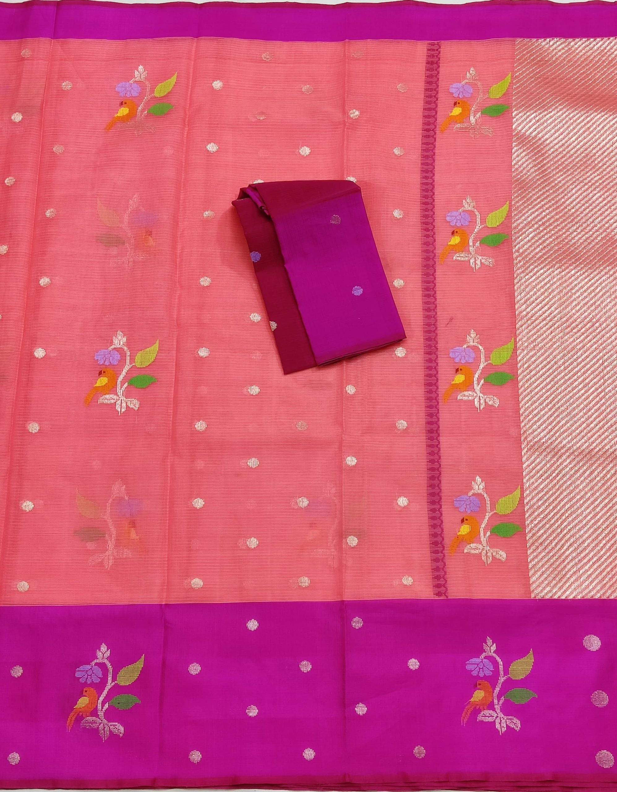 PURE ZARIKOTA HANDLOOM BUTA SAREE WITH BLOUSE B1890 - Image 3