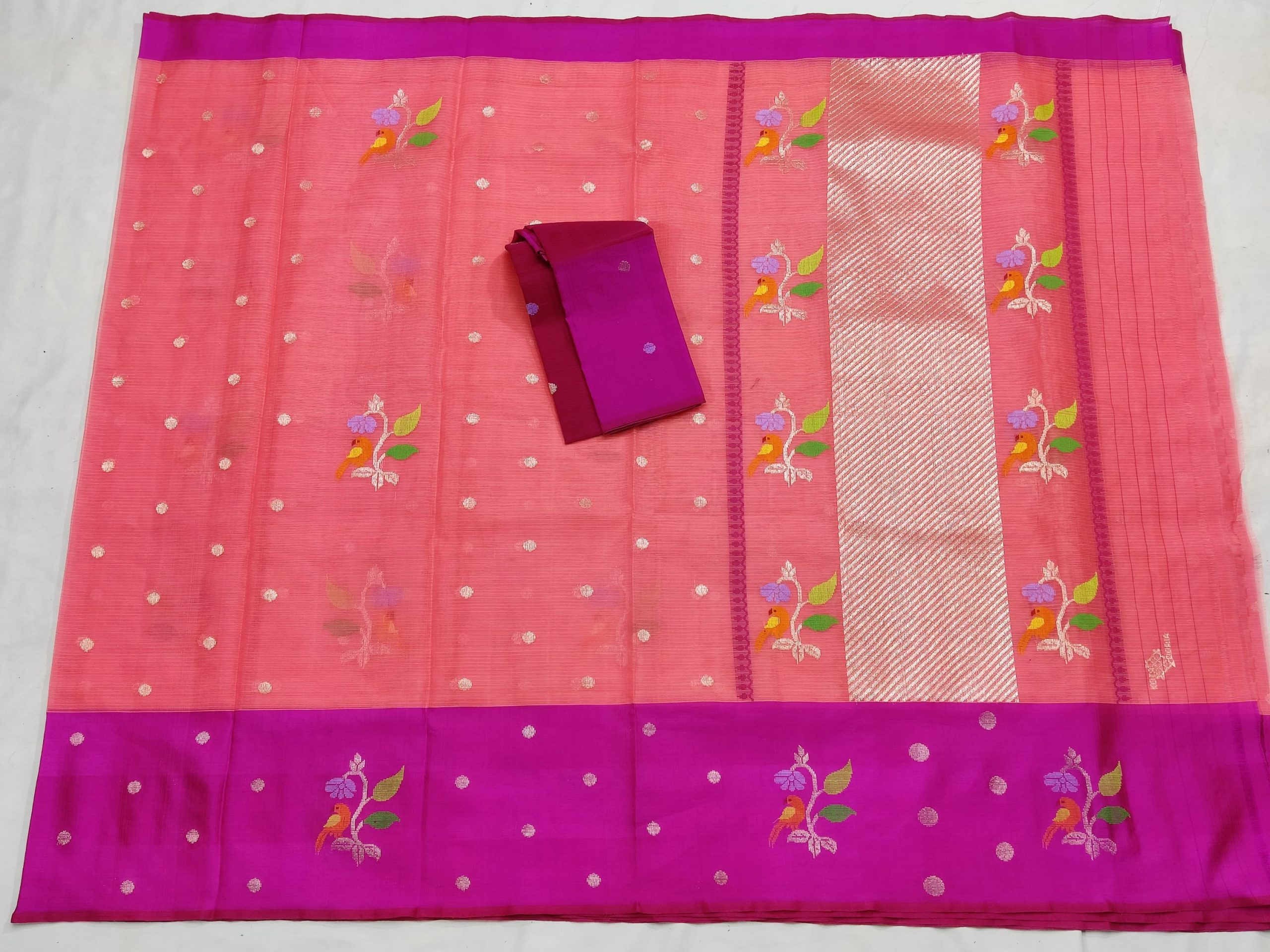 PURE ZARIKOTA HANDLOOM BUTA SAREE WITH BLOUSE B1890 - Image 4