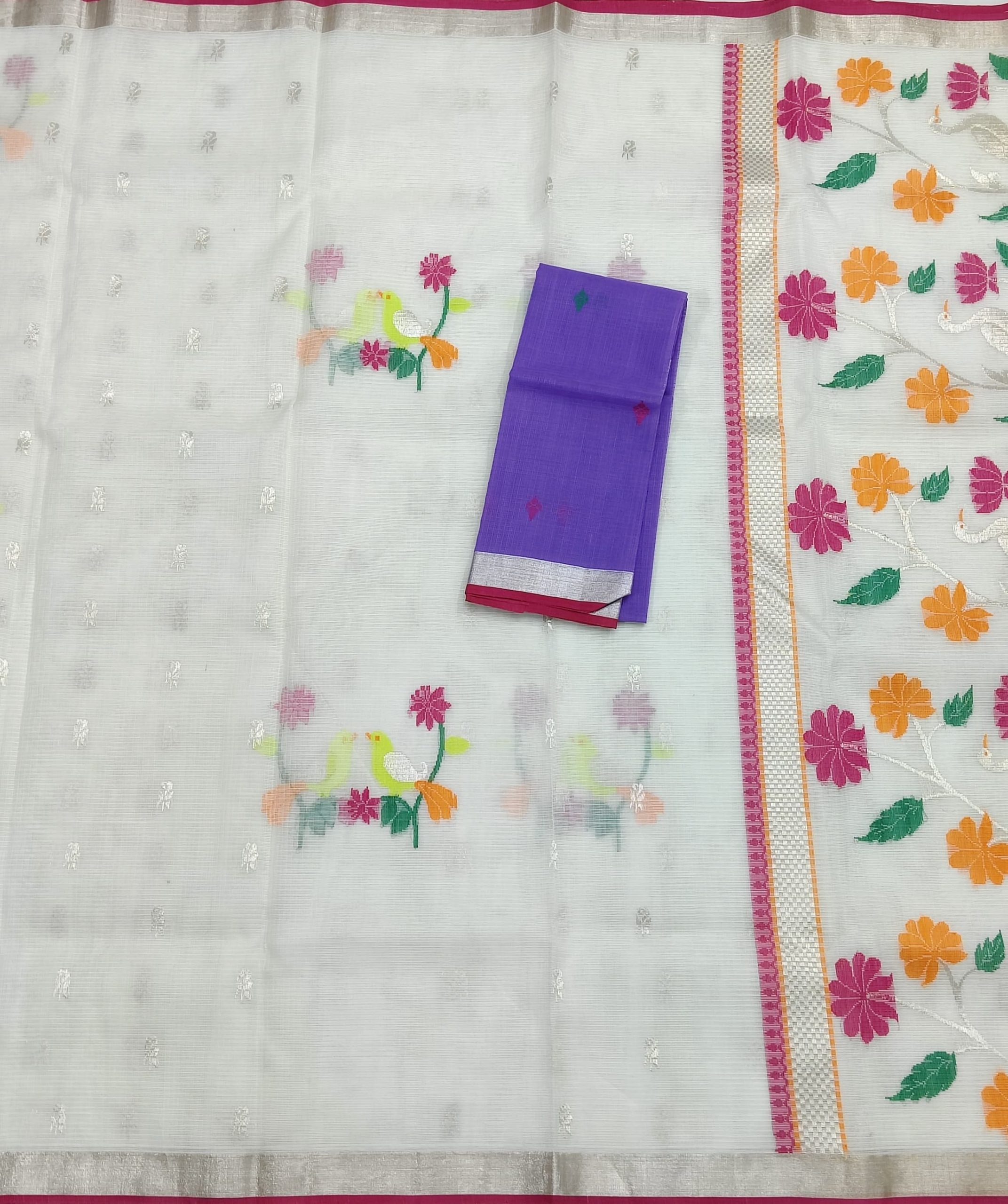 PURE ZARIKOTA HANDLOOM BUTA SAREE WITH BLOUSE B1894 - Image 3