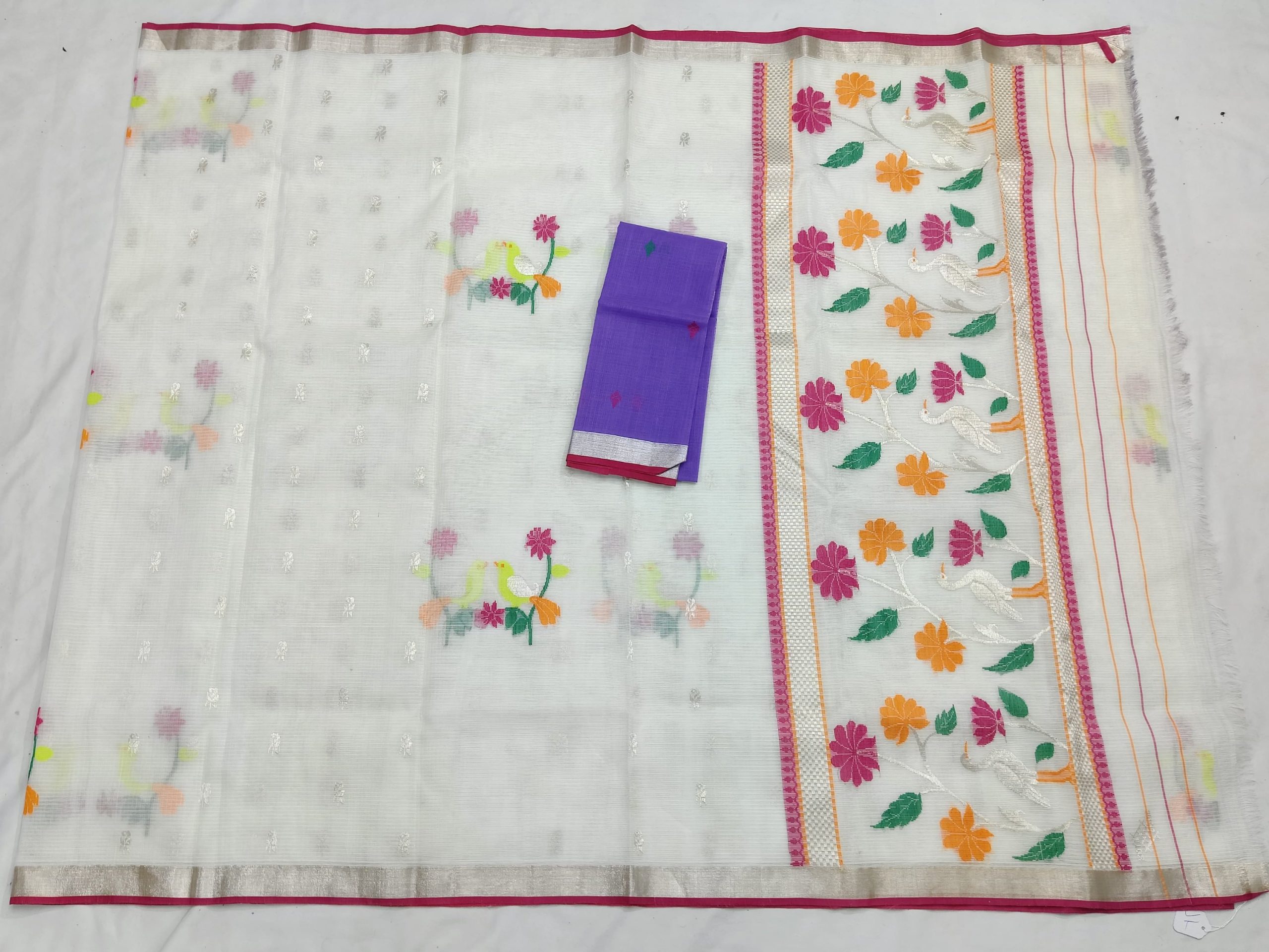 PURE ZARIKOTA HANDLOOM BUTA SAREE WITH BLOUSE B1894 - Image 4