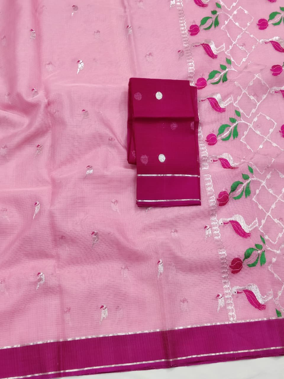 PURE ZARIKOTA HANDLOOM BUTA SAREE WITH BLOUSE B1893 - Image 2