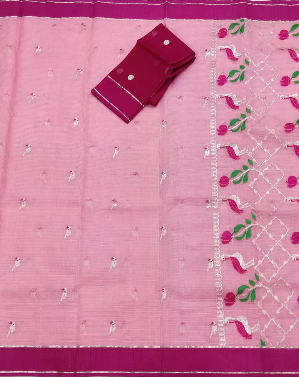 PURE ZARIKOTA HANDLOOM BUTA SAREE WITH BLOUSE B1893 - Image 3