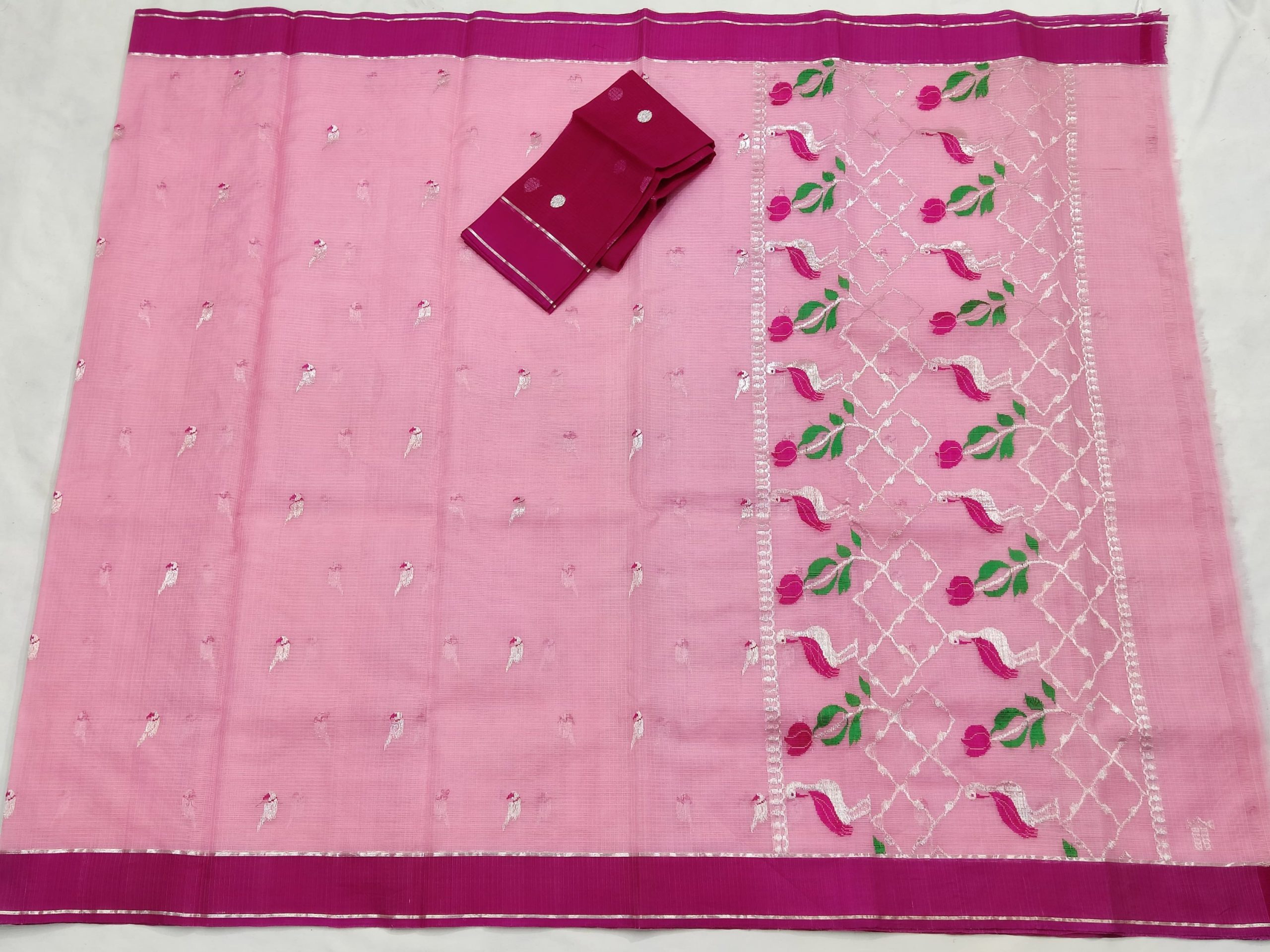 PURE ZARIKOTA HANDLOOM BUTA SAREE WITH BLOUSE B1893 - Image 4