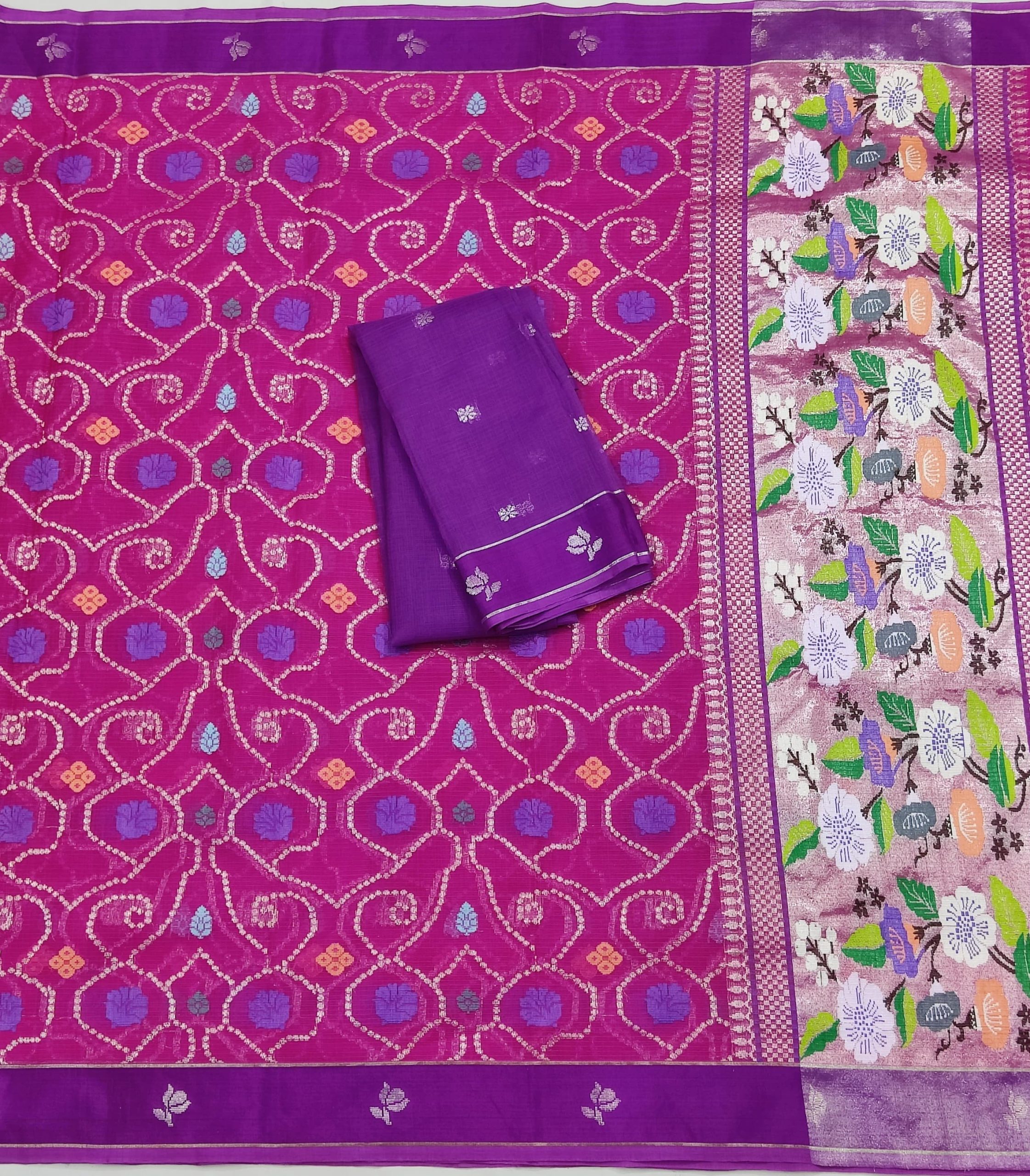 PURE ALL OVER JAAL ZARIKOTA HANDLOOM SAREE WITH BLOUSE_J608 - Image 3