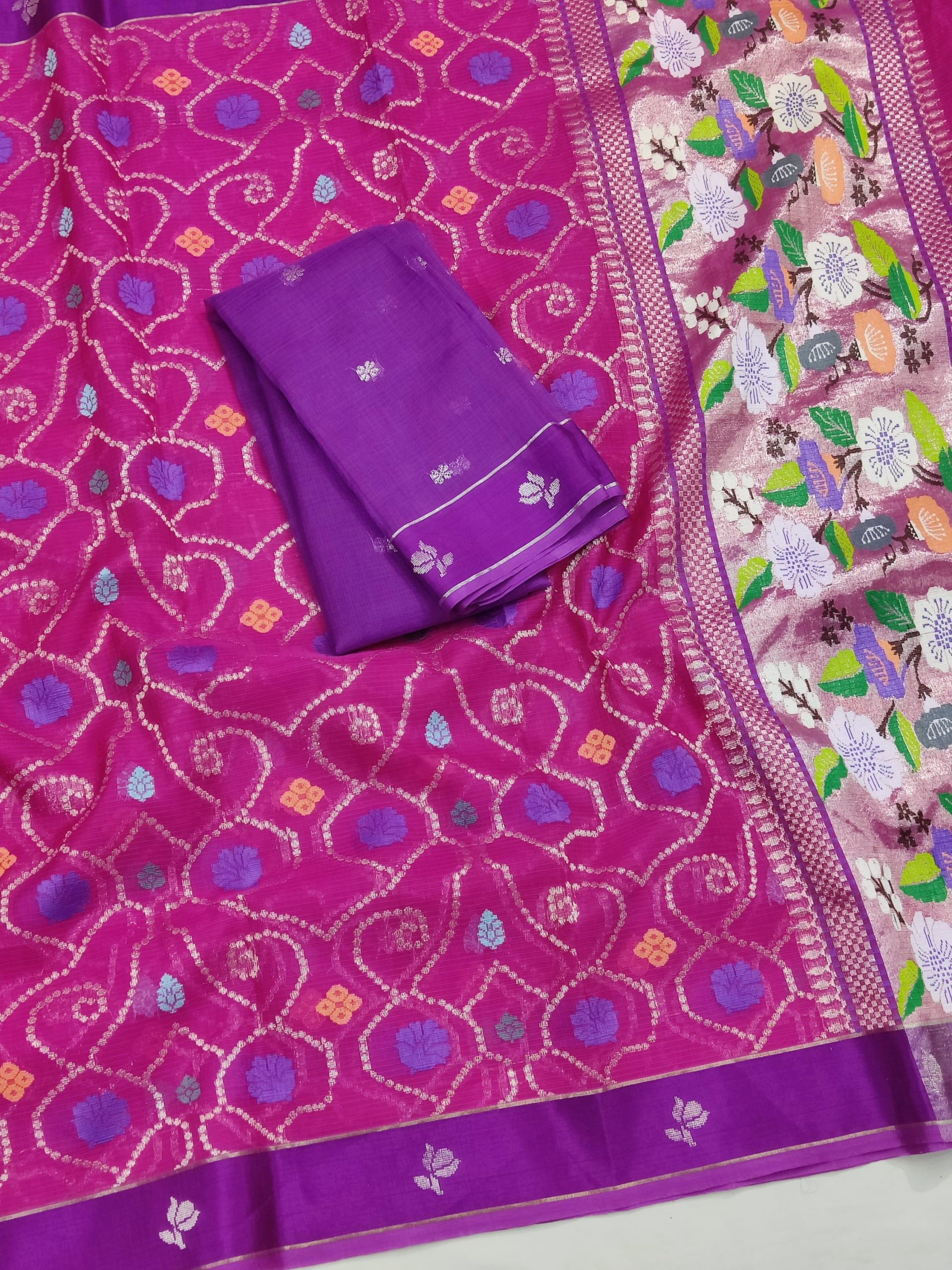 PURE ALL OVER JAAL ZARIKOTA HANDLOOM SAREE WITH BLOUSE_J608 - Image 2