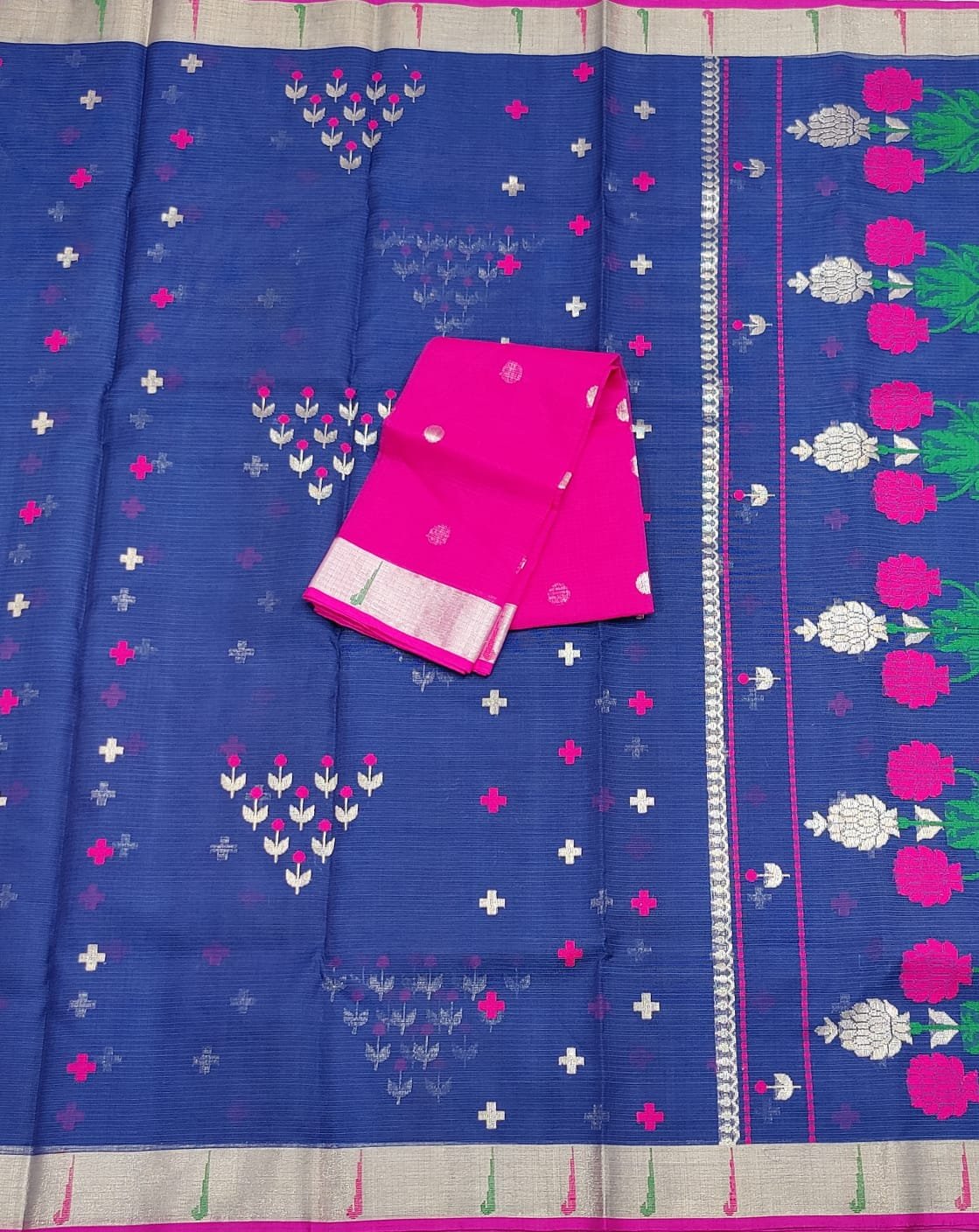 PURE ZARIKOTA HANDLOOM BUTA SAREE WITH BLOUSE B1901 - Image 3