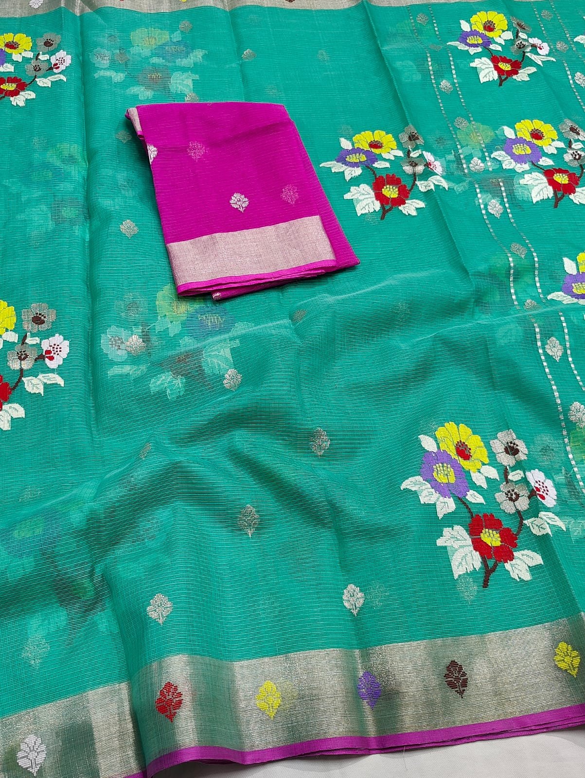 PURE ZARIKOTA HANDLOOM BUTA SAREE WITH BLOUSE B1900 - Image 2