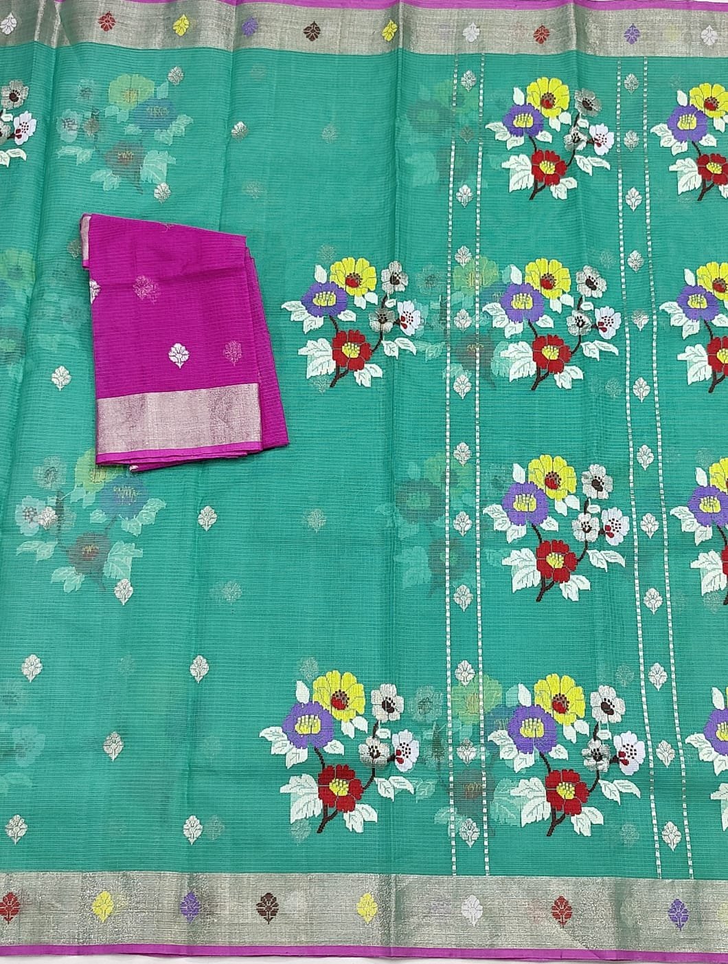 PURE ZARIKOTA HANDLOOM BUTA SAREE WITH BLOUSE B1900 - Image 3
