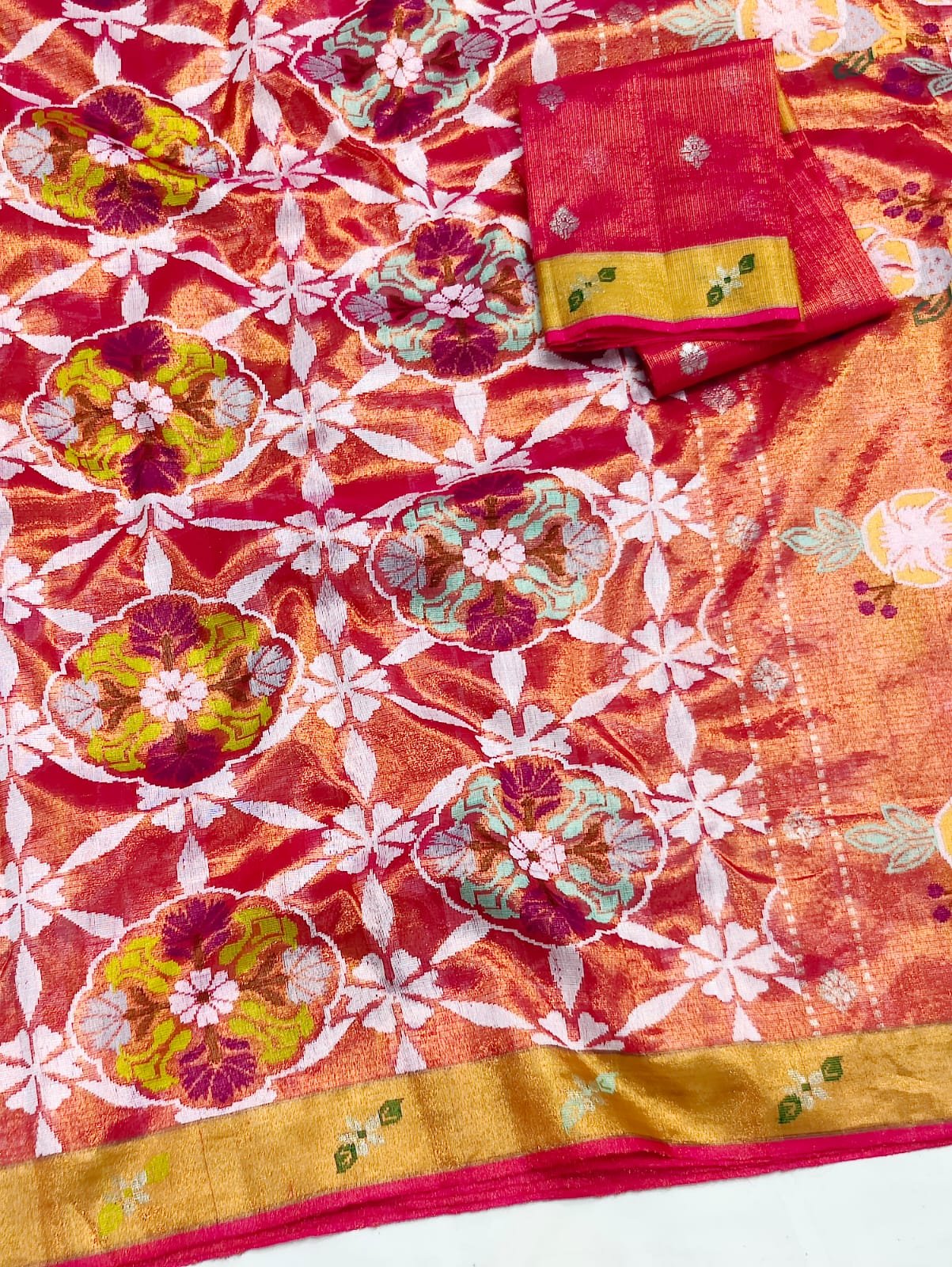 PURE GOLD DUBBLE TISSUE ALL OVER JAAL ZARIKOTA HANDLOOM SAREE_T-438 - Image 2