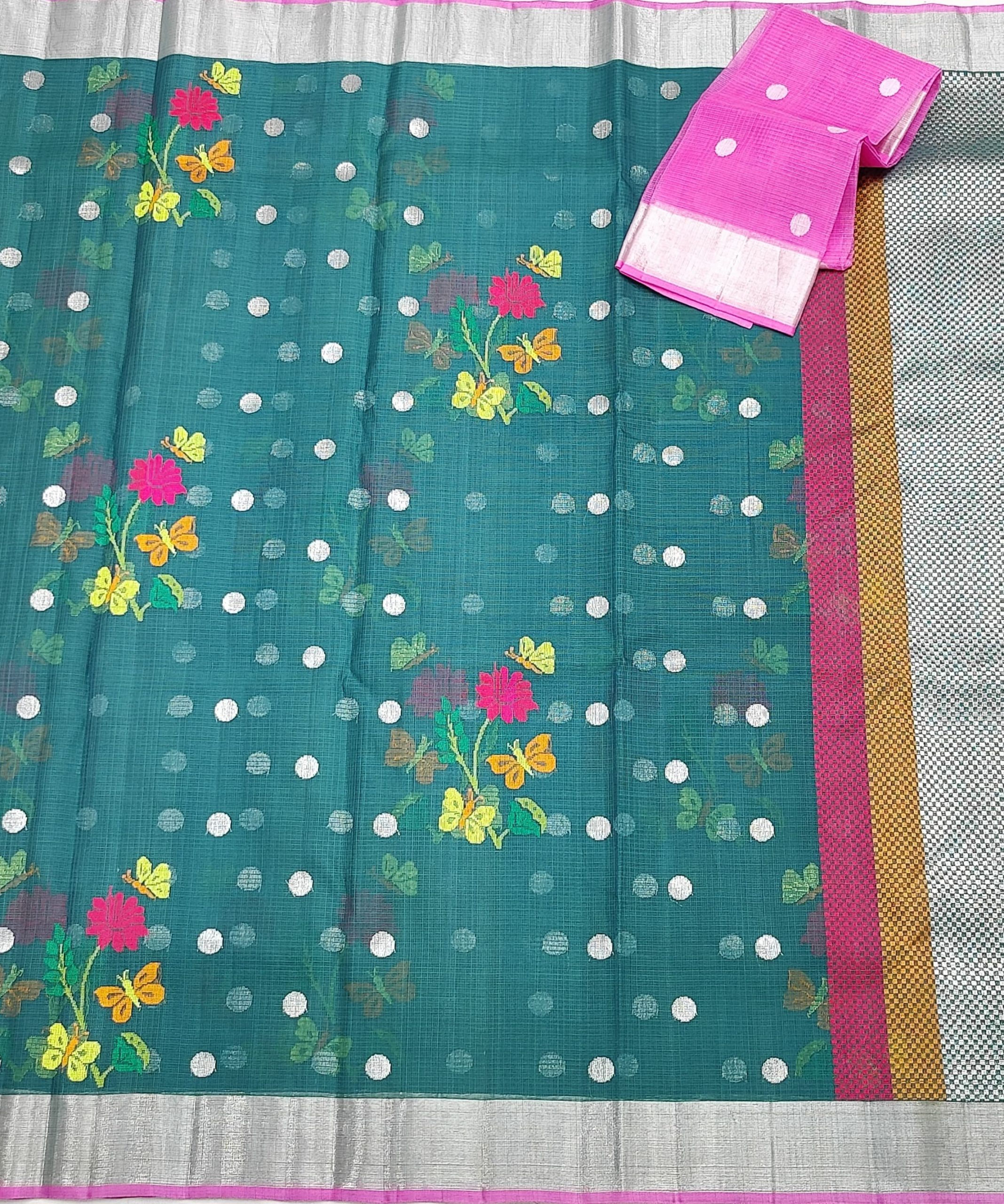 PURE ZARIKOTA HANDLOOM BUTA SAREE WITH BLOUSE B1924 - Image 3