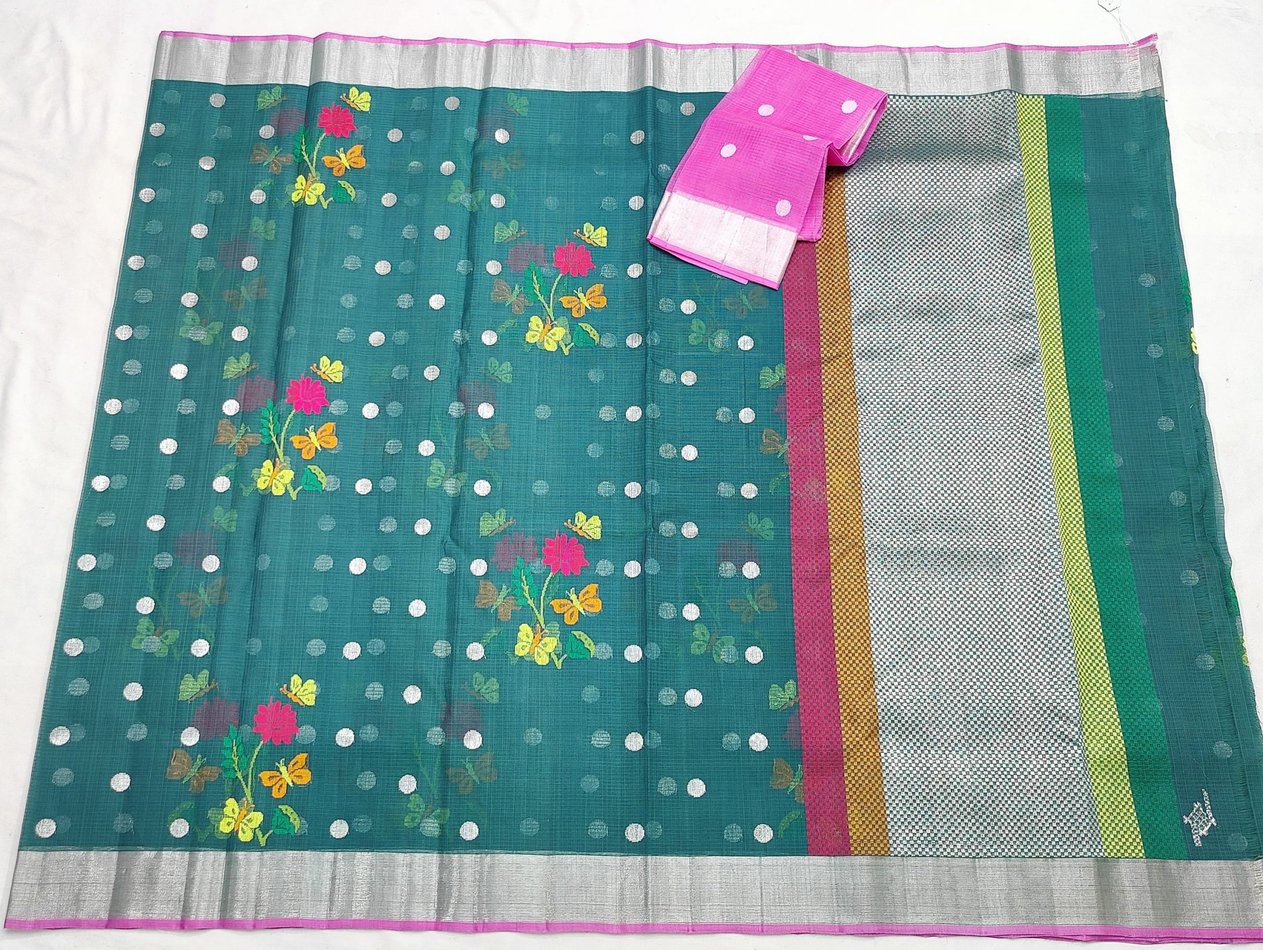 PURE ZARIKOTA HANDLOOM BUTA SAREE WITH BLOUSE B1924 - Image 4