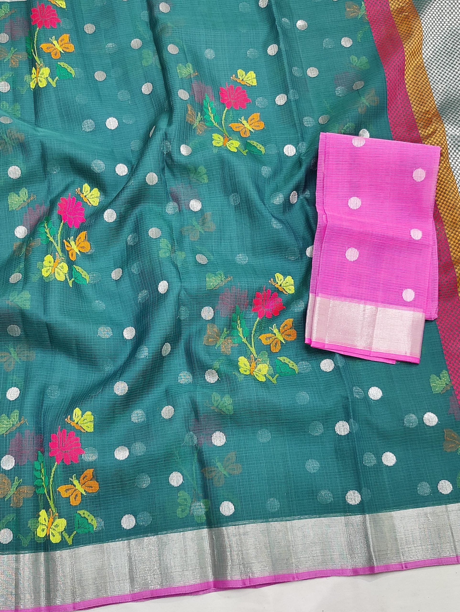 PURE ZARIKOTA HANDLOOM BUTA SAREE WITH BLOUSE B1924 - Image 2
