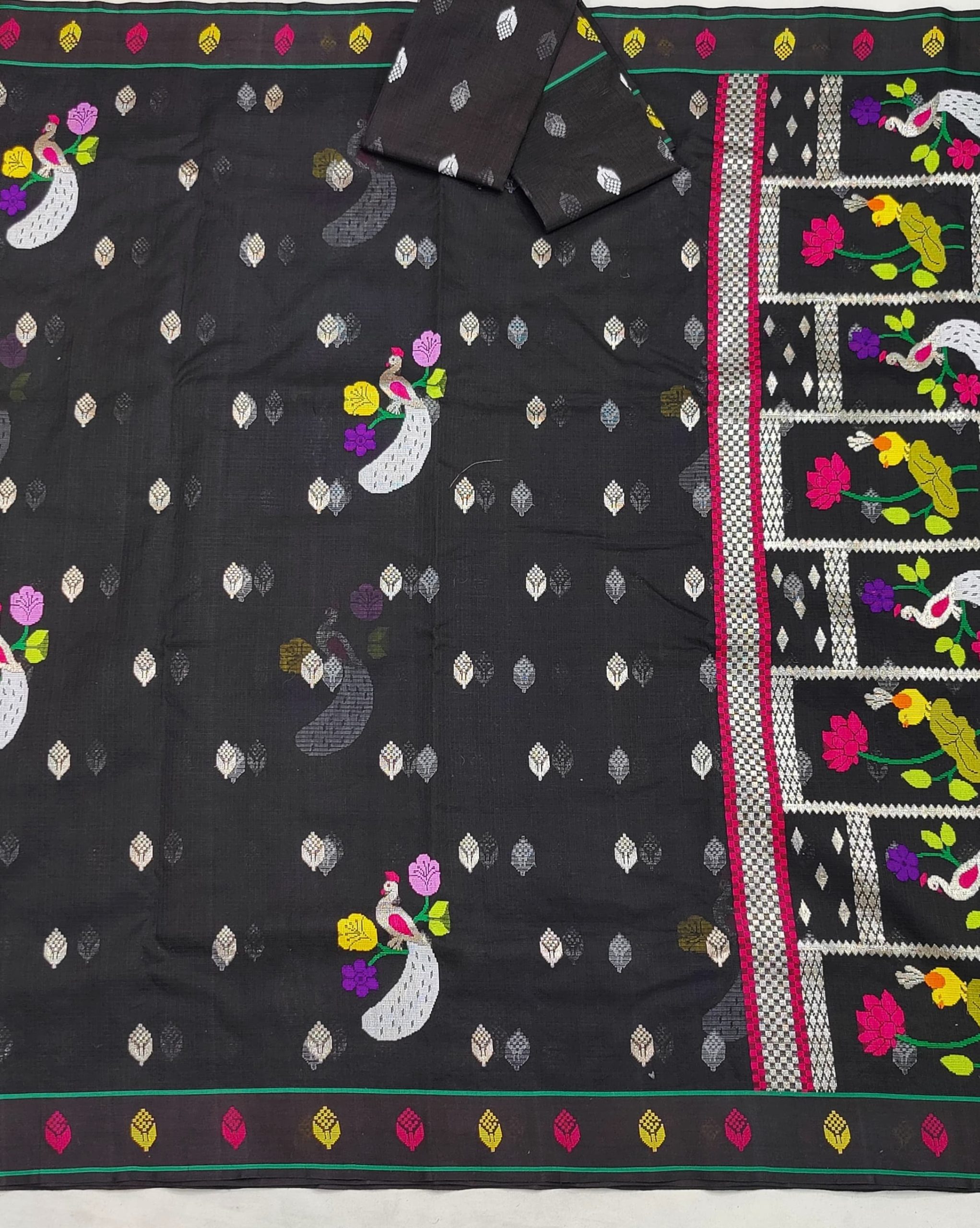 PURE ZARIKOTA HANDLOOM BUTA SAREE WITH BLOUSE B1984 - Image 3
