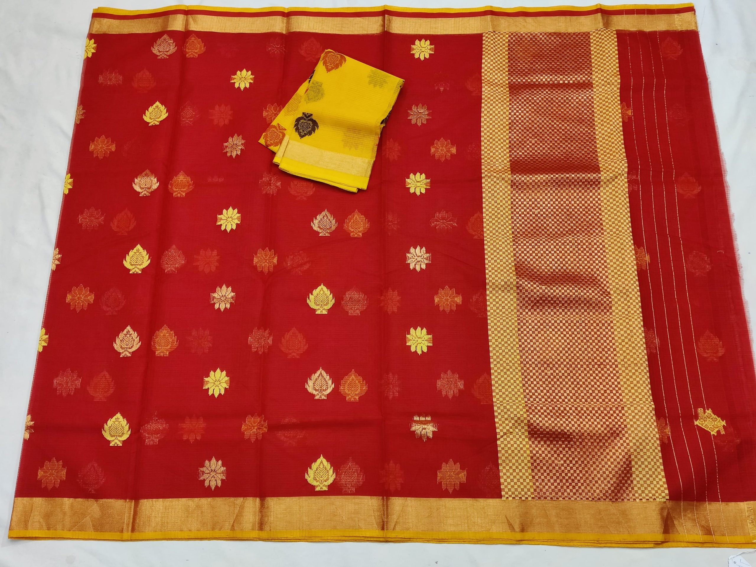 PURE ZARIKOTA HANDLOOM BUTA SAREE WITH BLOUSE B1943 - Image 4