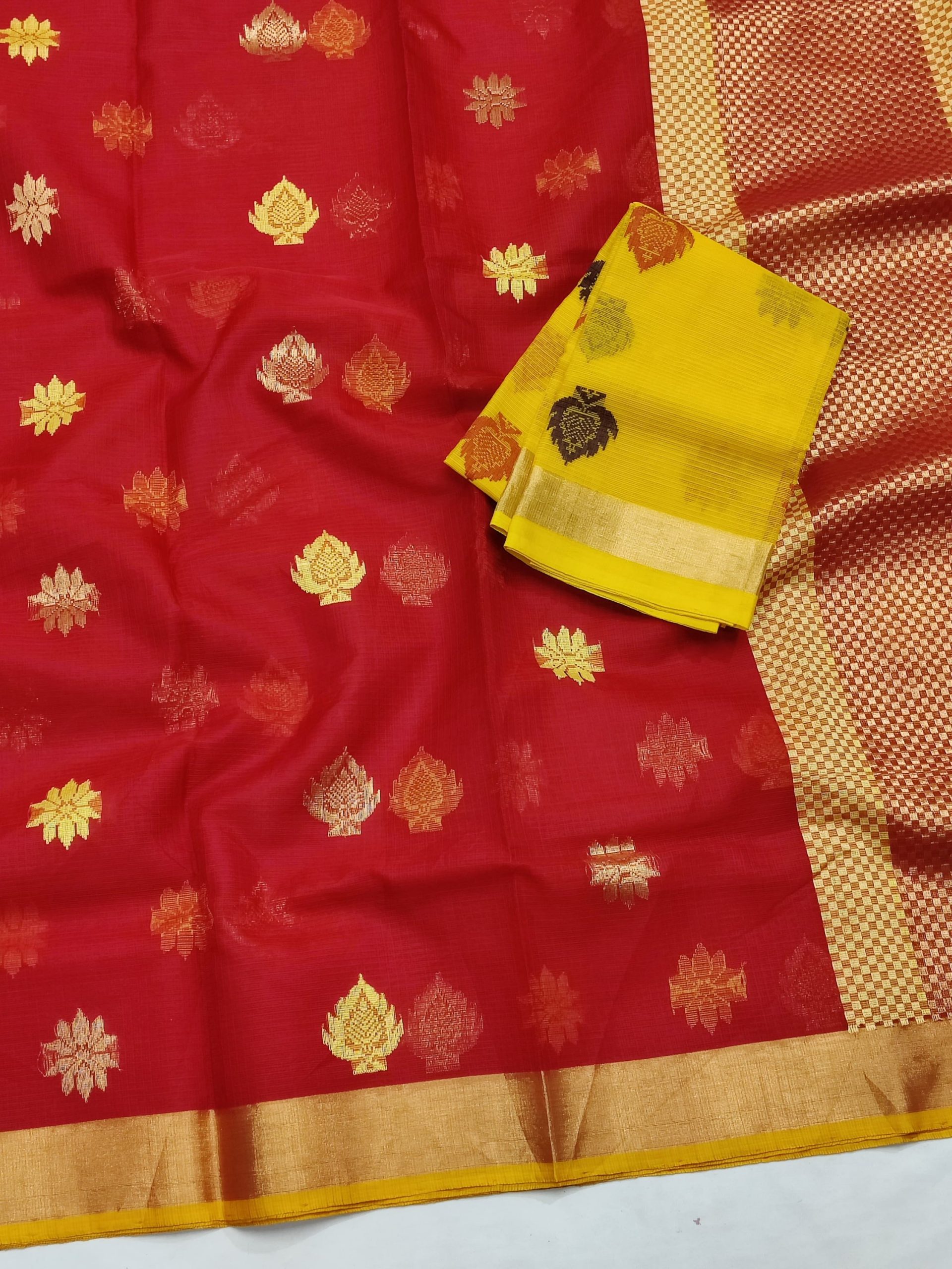 PURE ZARIKOTA HANDLOOM BUTA SAREE WITH BLOUSE B1943 - Image 2