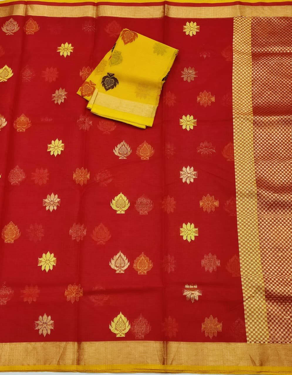 PURE ZARIKOTA HANDLOOM BUTA SAREE WITH BLOUSE B1943 - Image 3