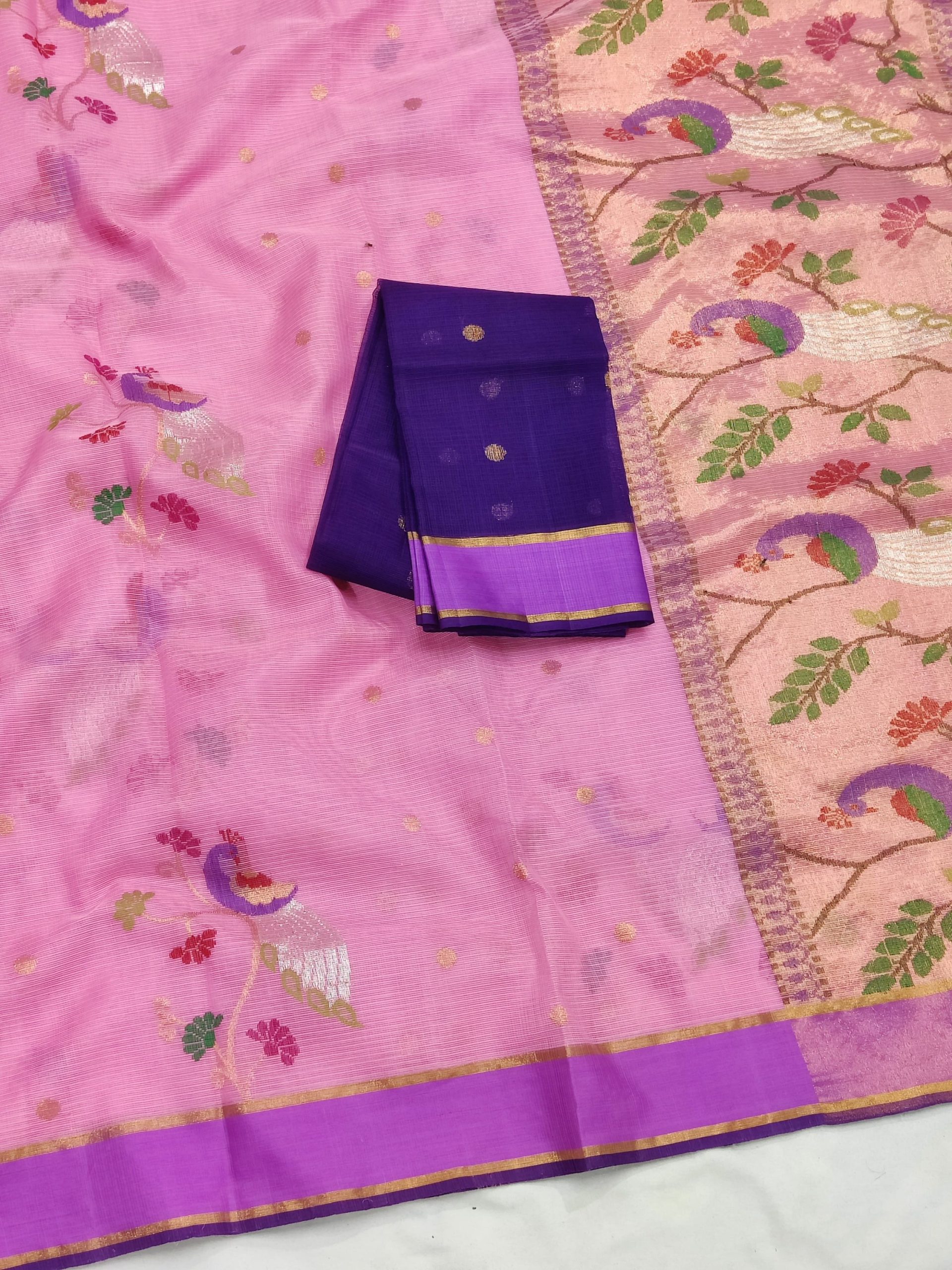PURE ZARIKOTA HANDLOOM BUTA SAREE WITH BLOUSE B1982 - Image 2