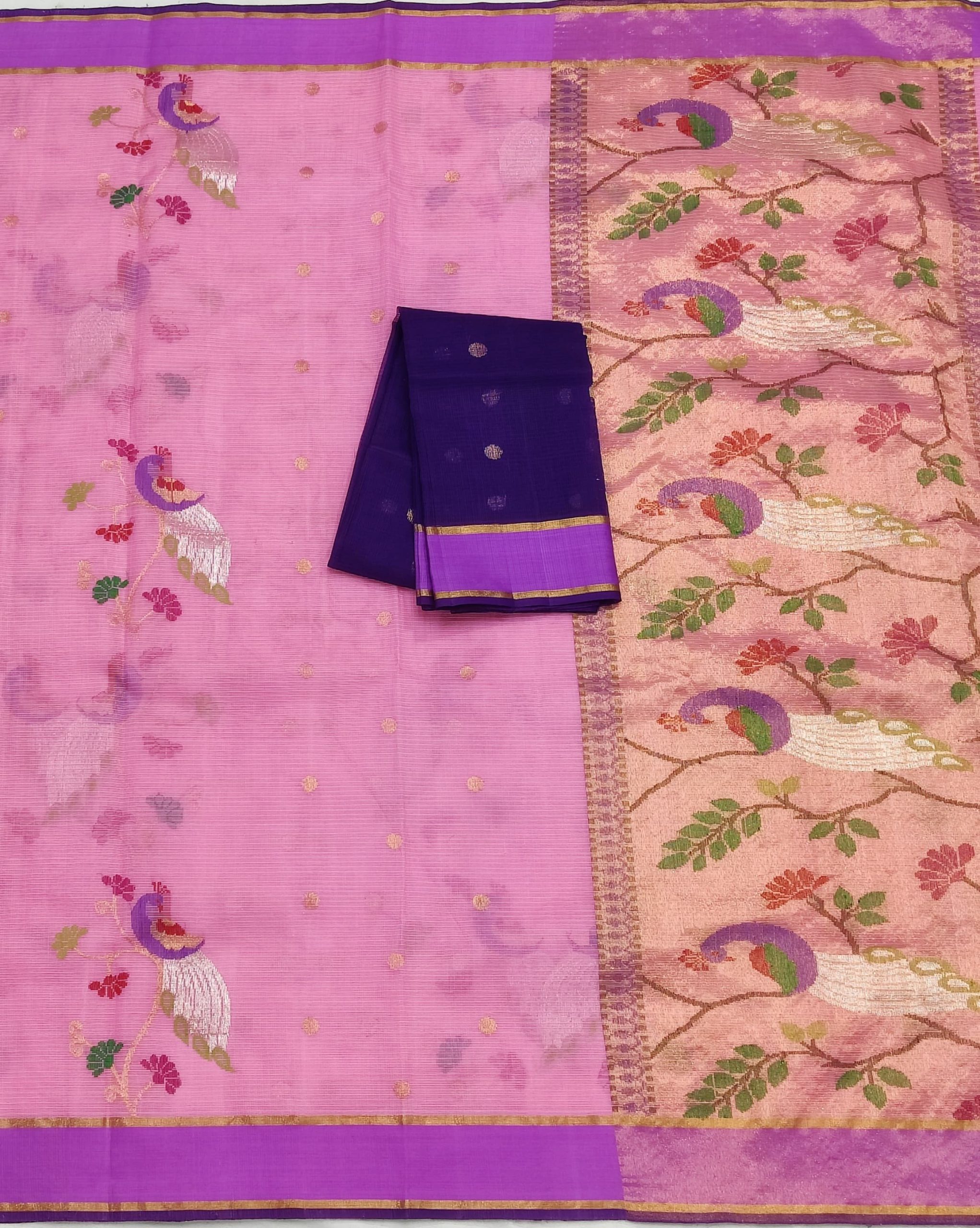 PURE ZARIKOTA HANDLOOM BUTA SAREE WITH BLOUSE B1982 - Image 3