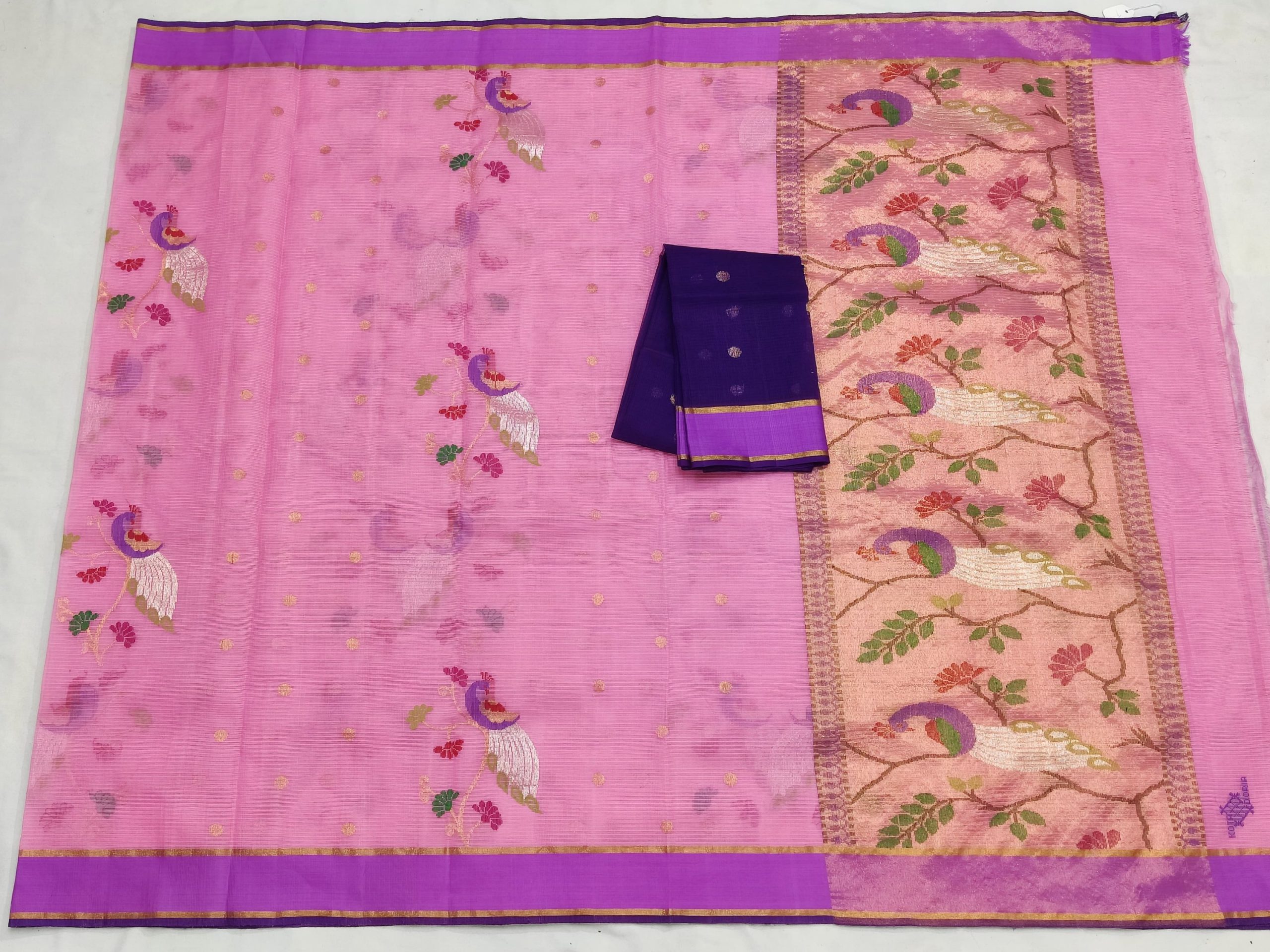 PURE ZARIKOTA HANDLOOM BUTA SAREE WITH BLOUSE B1982 - Image 4