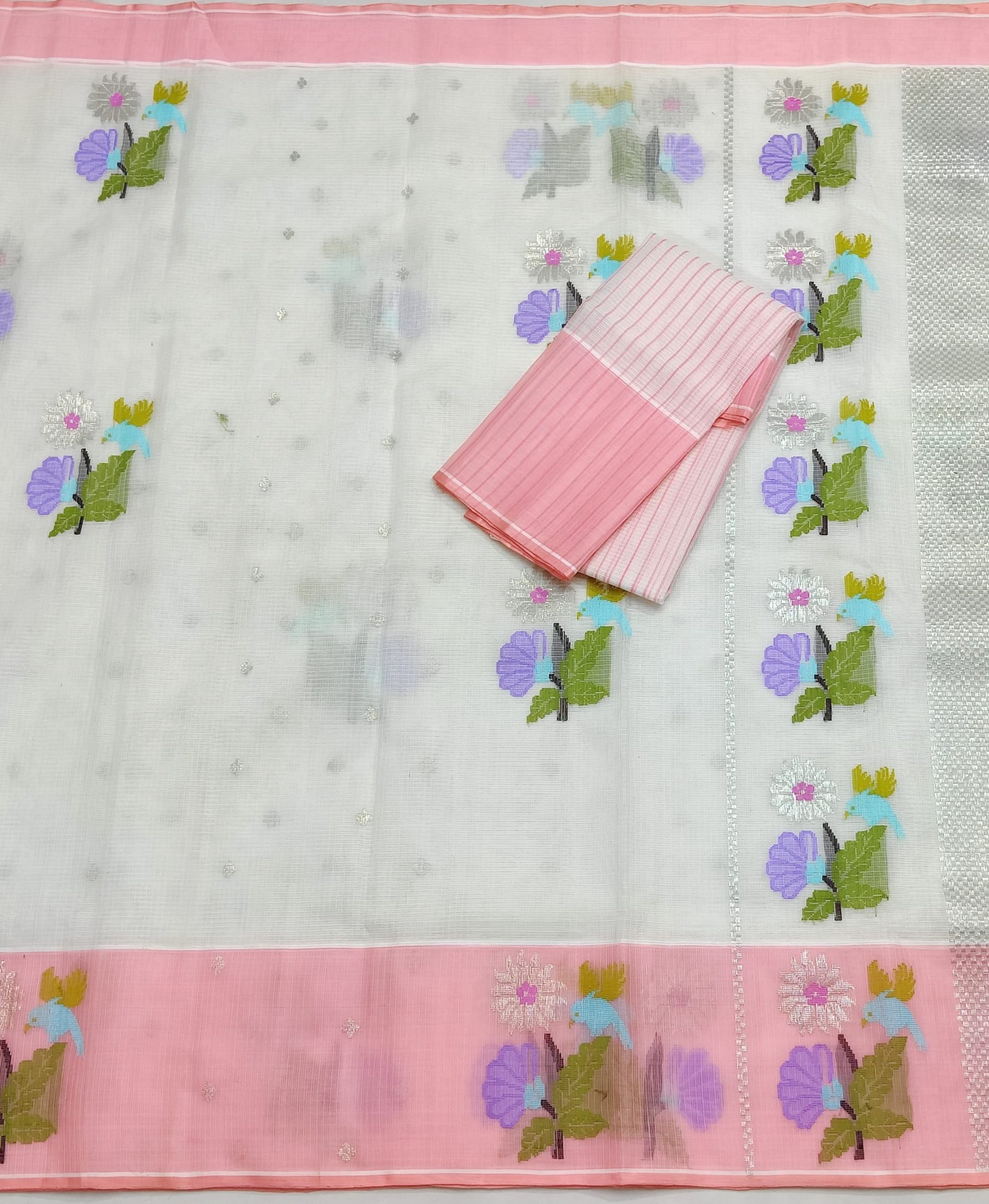 PURE ZARIKOTA HANDLOOM BUTA SAREE WITH BLOUSE B1981 - Image 3