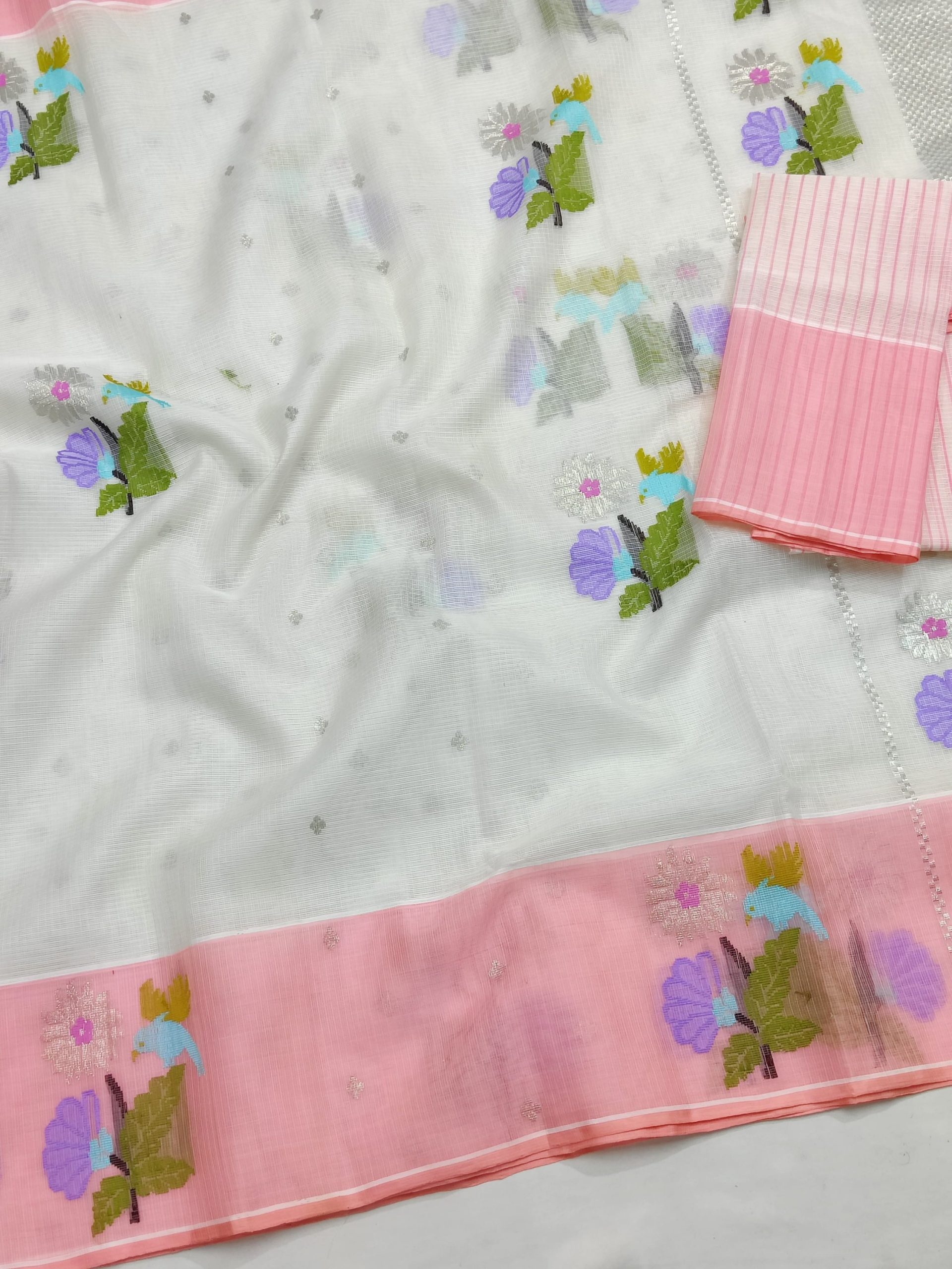PURE ZARIKOTA HANDLOOM BUTA SAREE WITH BLOUSE B1981 - Image 2