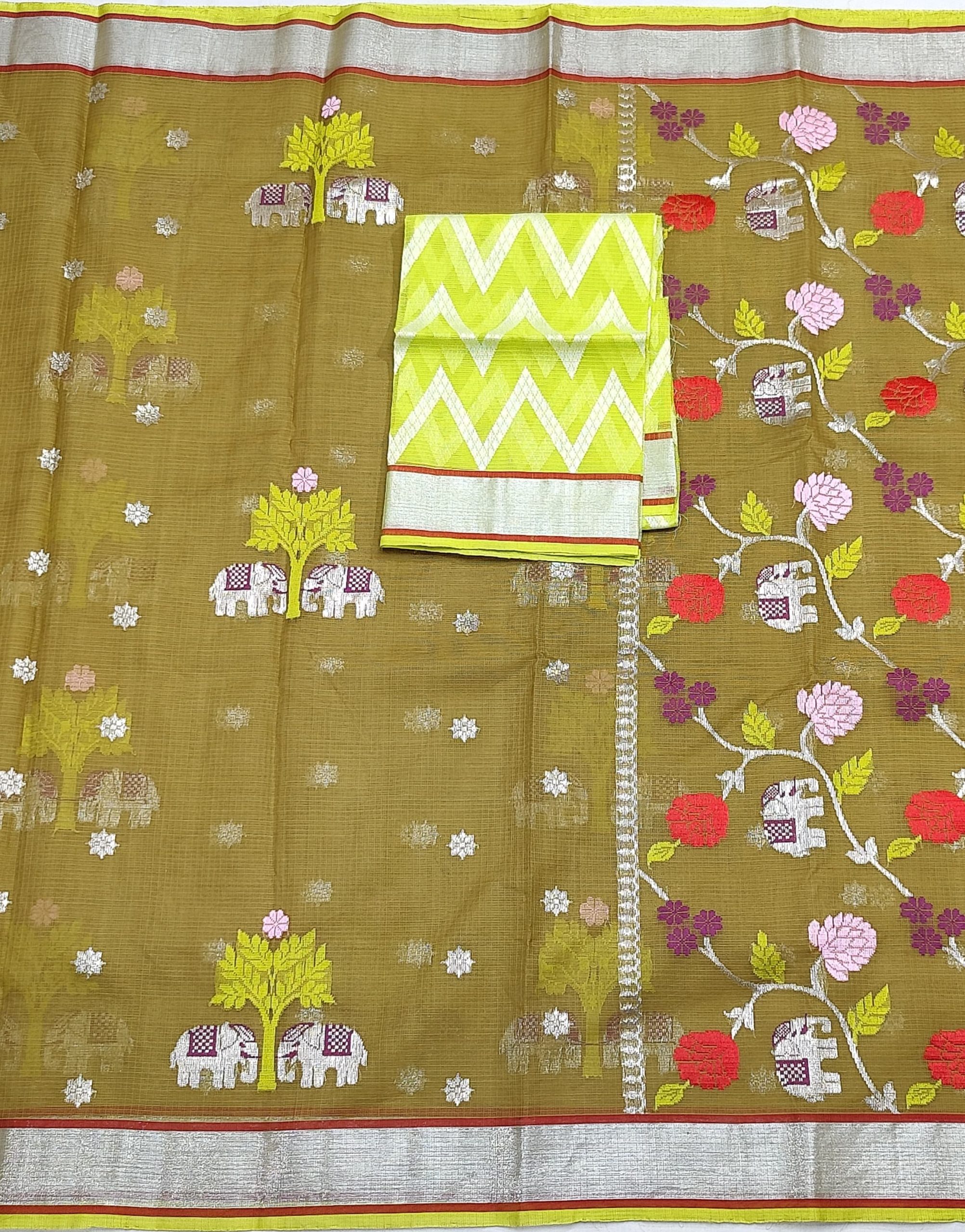 PURE ZARIKOTA HANDLOOM BUTA SAREE WITH BLOUSE B1923 - Image 3