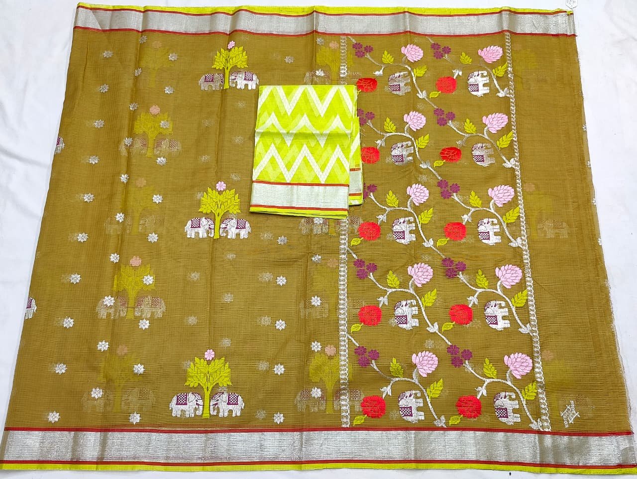 PURE ZARIKOTA HANDLOOM BUTA SAREE WITH BLOUSE B1923 - Image 4