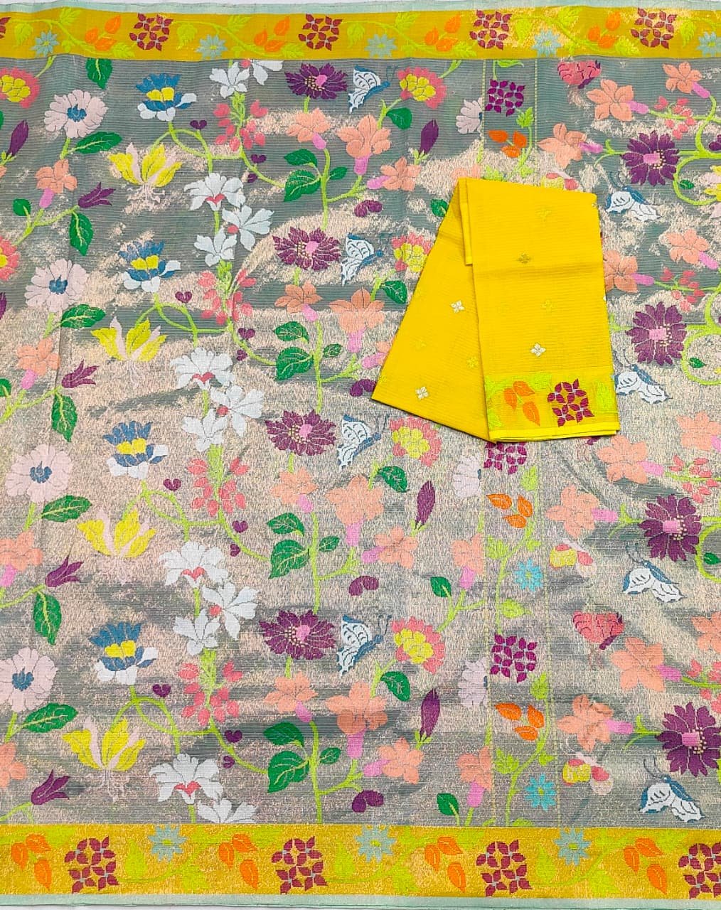 PURE GOLD DUBBLE TISSUE ALL OVER JAAL WITH BOTH SIDE PAITHANI BORDER ZARIKOTA HANDLOOM SAREE_T-441 - Image 3