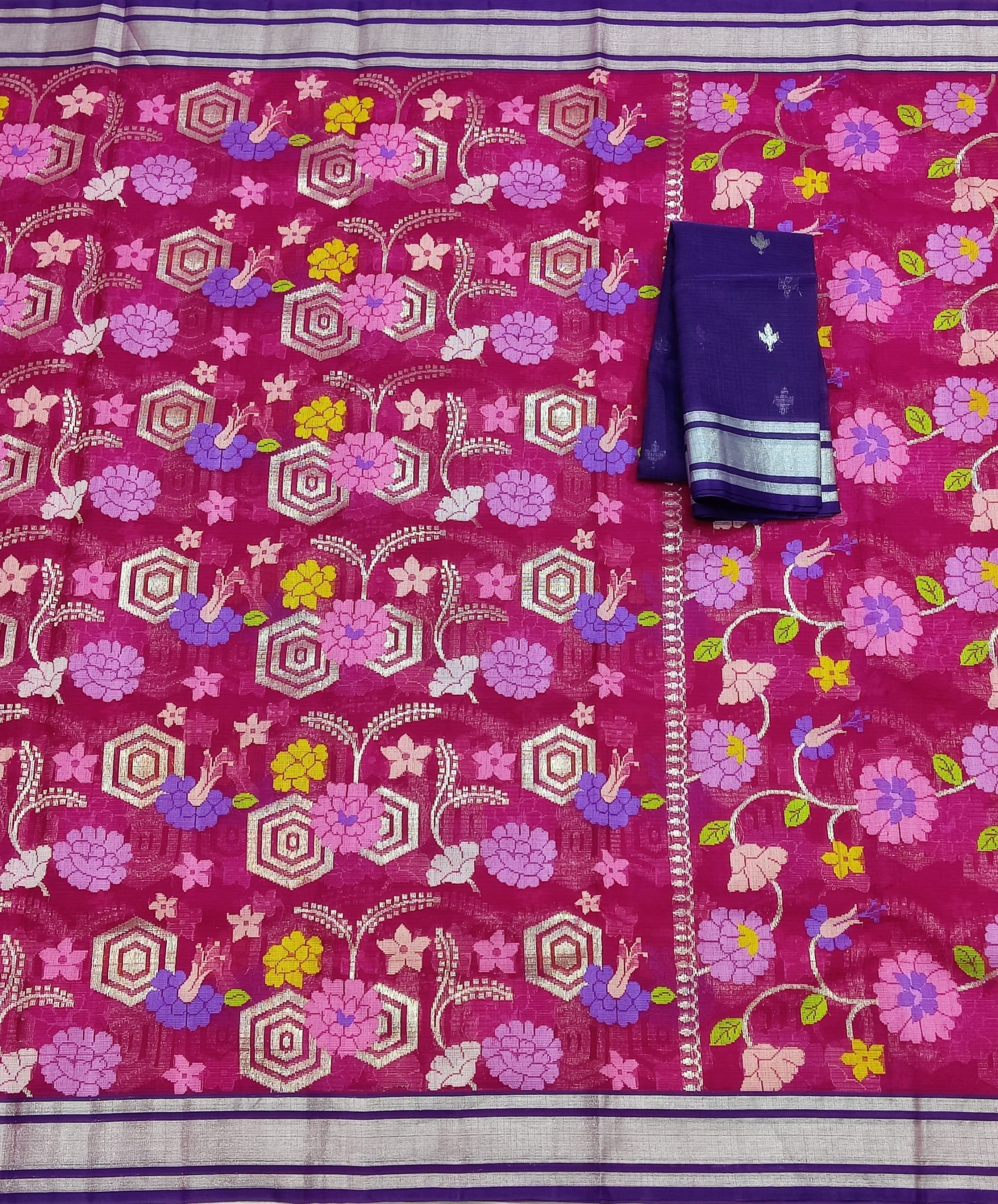 PURE ALL OVER JAAL ZARIKOTA HANDLOOM SAREE WITH BLOUSE_J618 - Image 3