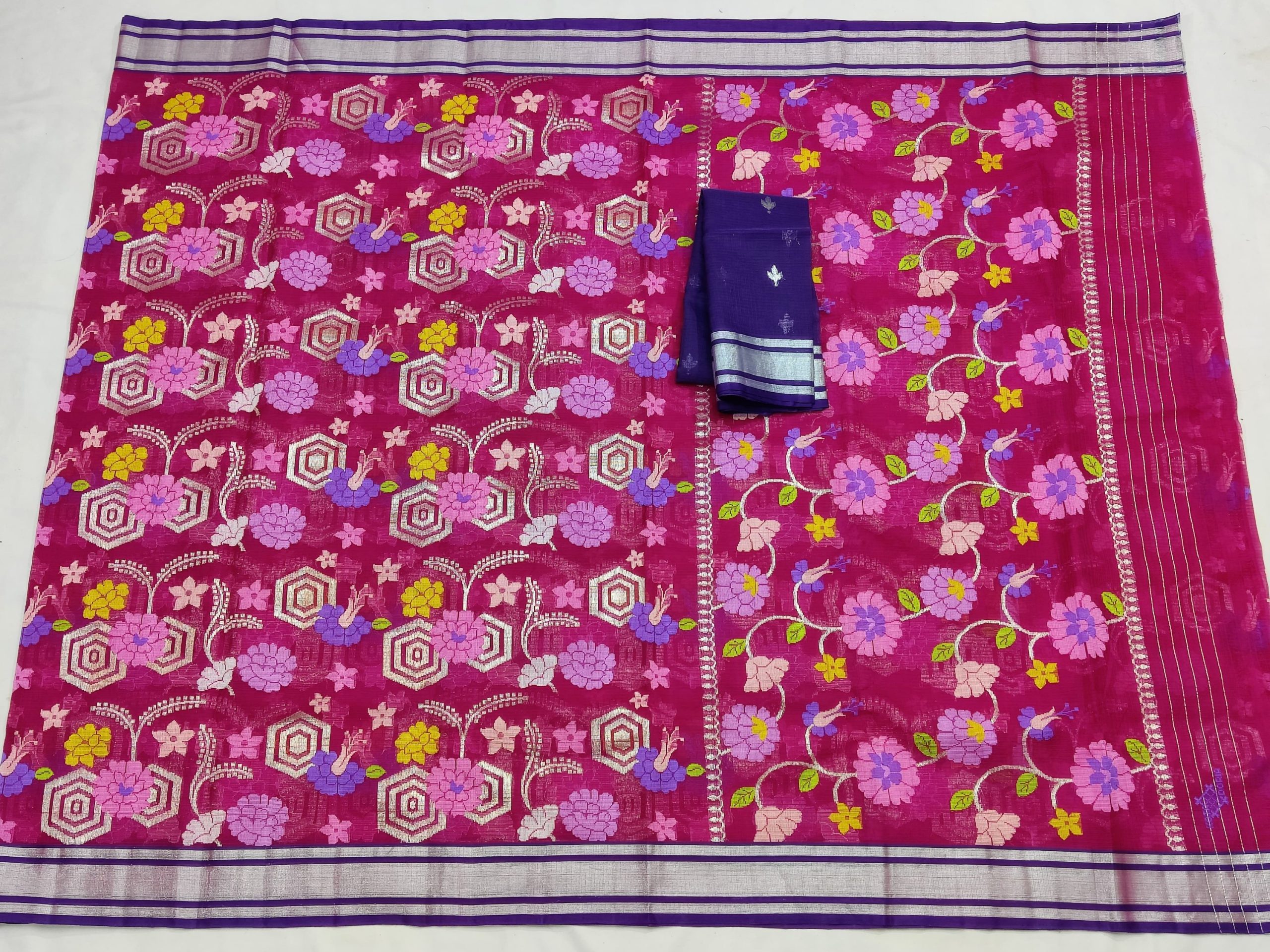 PURE ALL OVER JAAL ZARIKOTA HANDLOOM SAREE WITH BLOUSE_J618 - Image 4