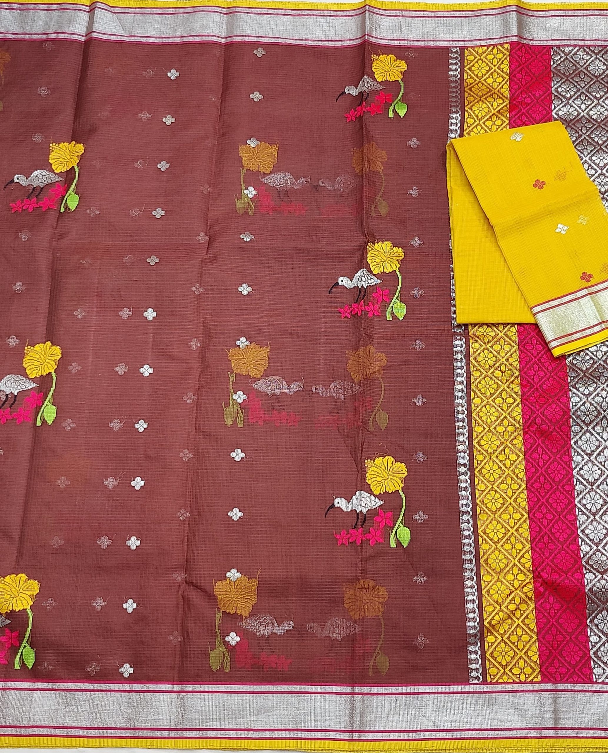 PURE ZARIKOTA HANDLOOM BUTA SAREE WITH BLOUSE B1932 - Image 3