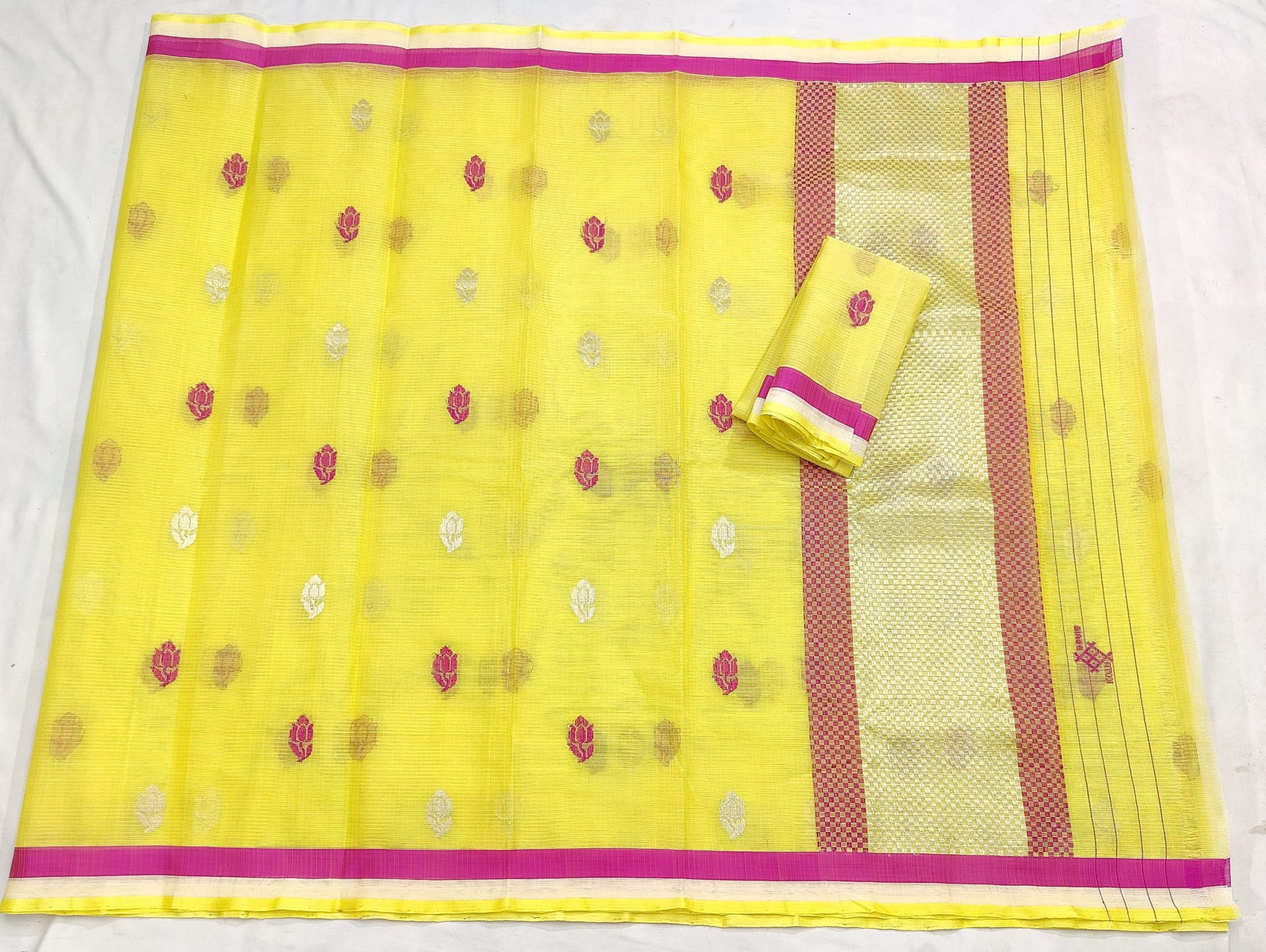 PURE ZARIKOTA HANDLOOM BUTA SAREE WITH BLOUSE B1940 - Image 4