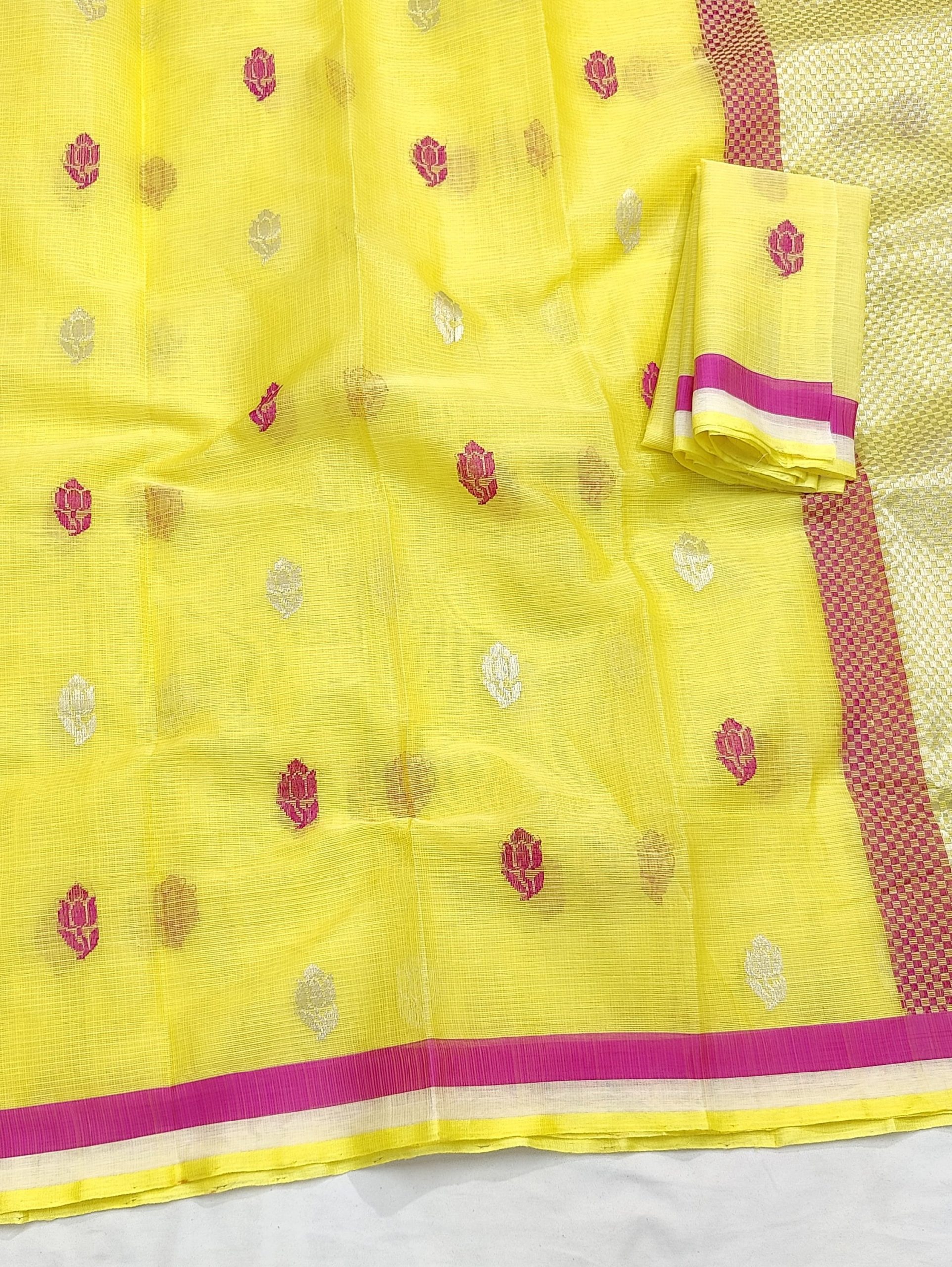 PURE ZARIKOTA HANDLOOM BUTA SAREE WITH BLOUSE B1940 - Image 2