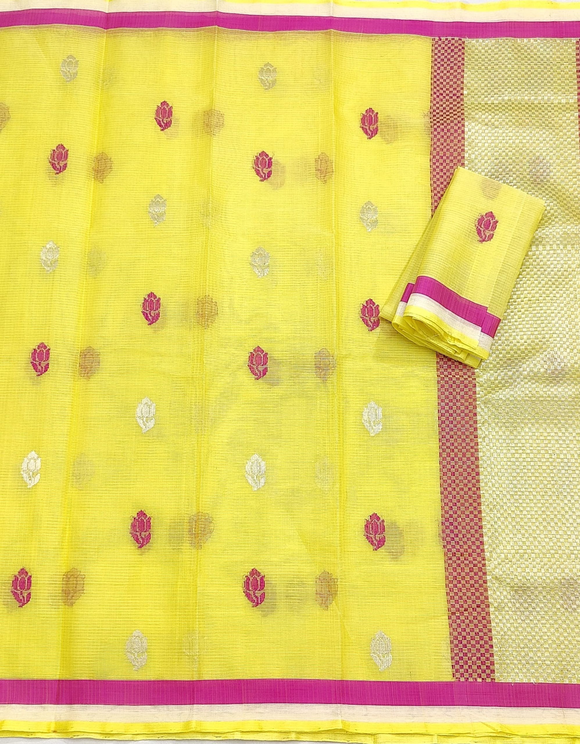 PURE ZARIKOTA HANDLOOM BUTA SAREE WITH BLOUSE B1940 - Image 3