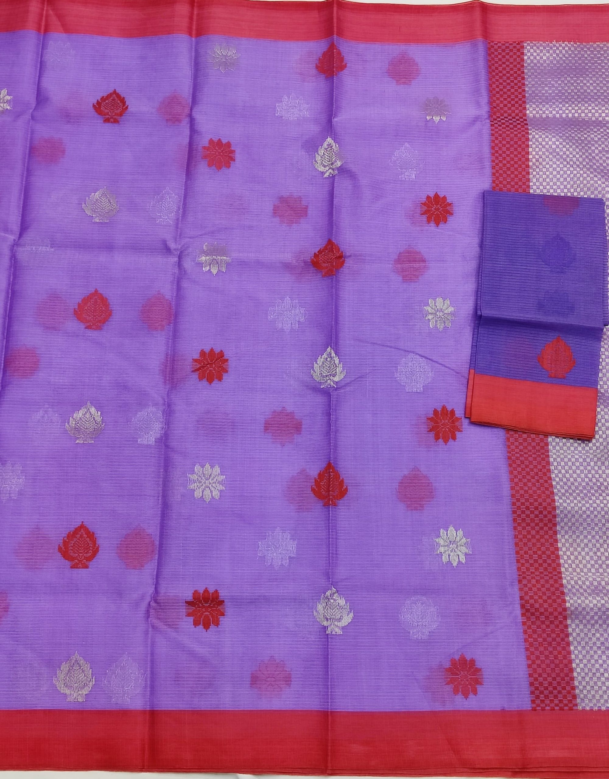 PURE ZARIKOTA HANDLOOM BUTA SAREE WITH BLOUSE B1941 - Image 3