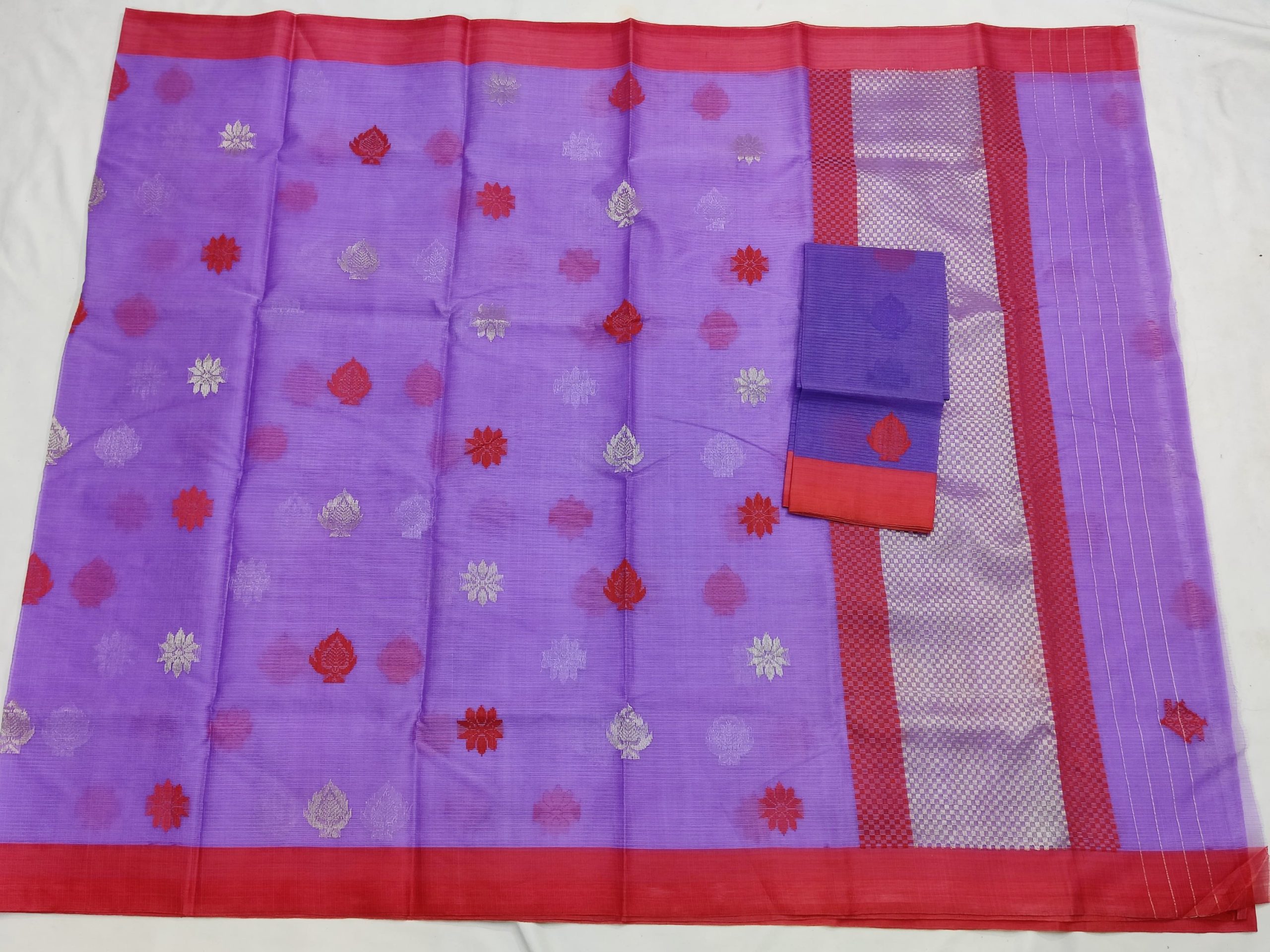 PURE ZARIKOTA HANDLOOM BUTA SAREE WITH BLOUSE B1941 - Image 4
