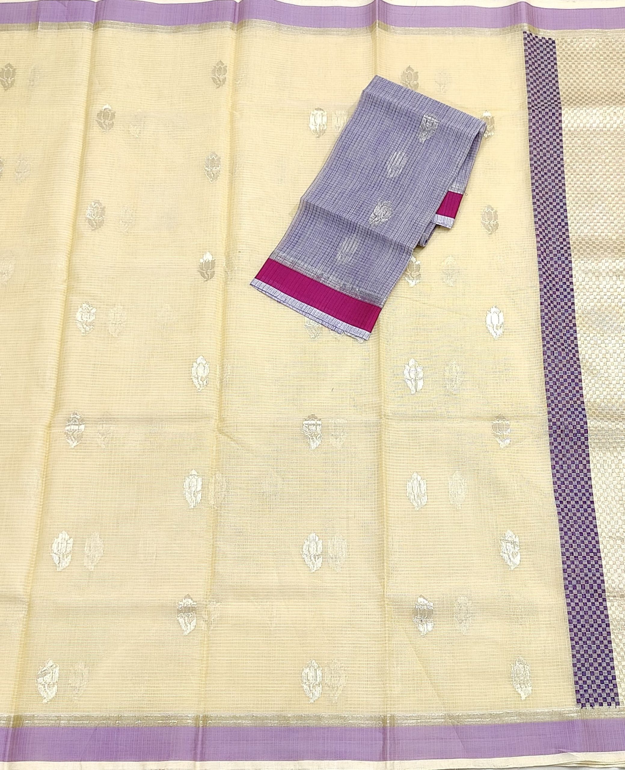 PURE ZARIKOTA HANDLOOM BUTA SAREE WITH BLOUSE B1942 - Image 3