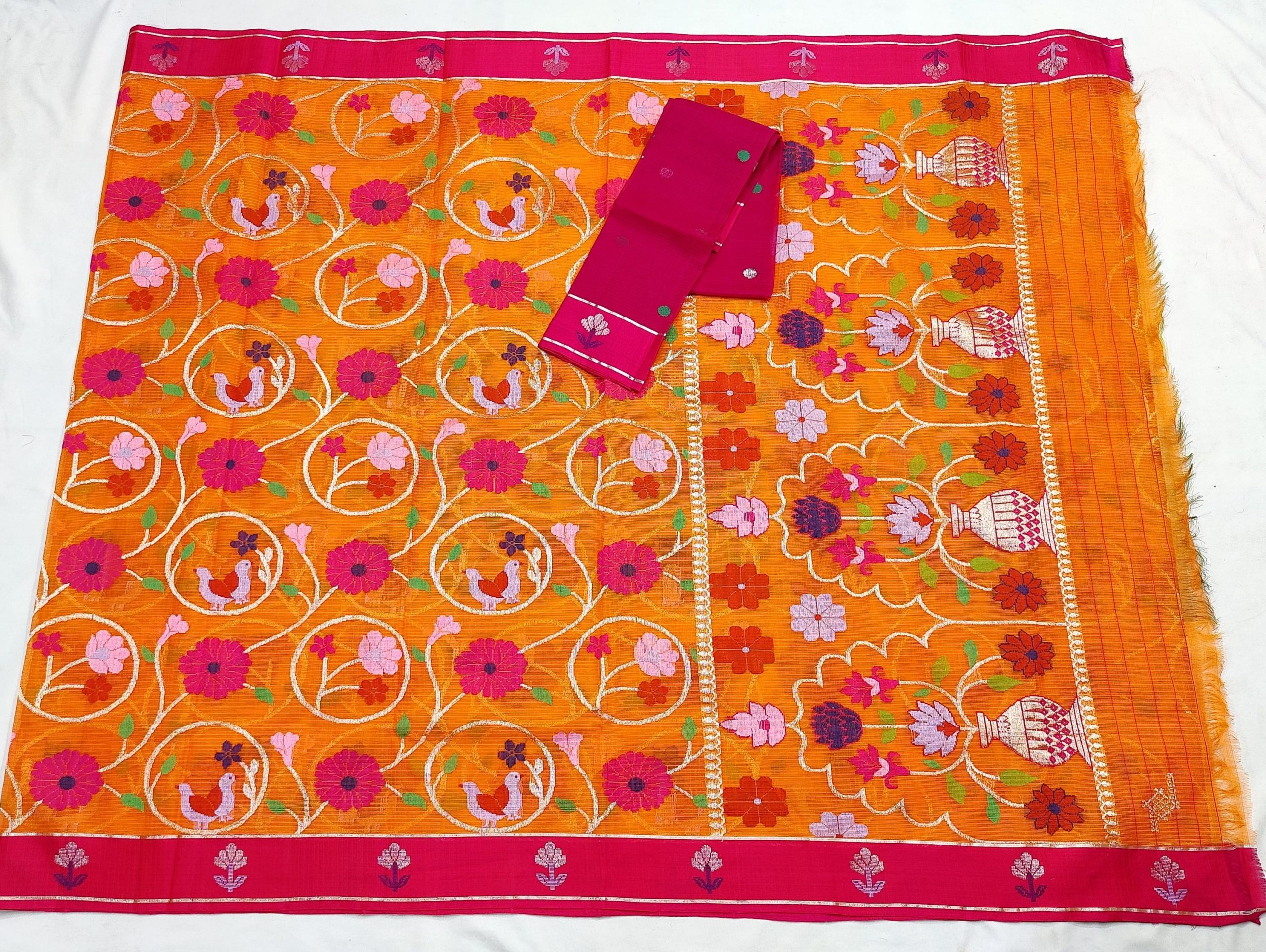 PURE ALL OVER JAAL ZARIKOTA HANDLOOM SAREE WITH BLOUSE_J620 - Image 4