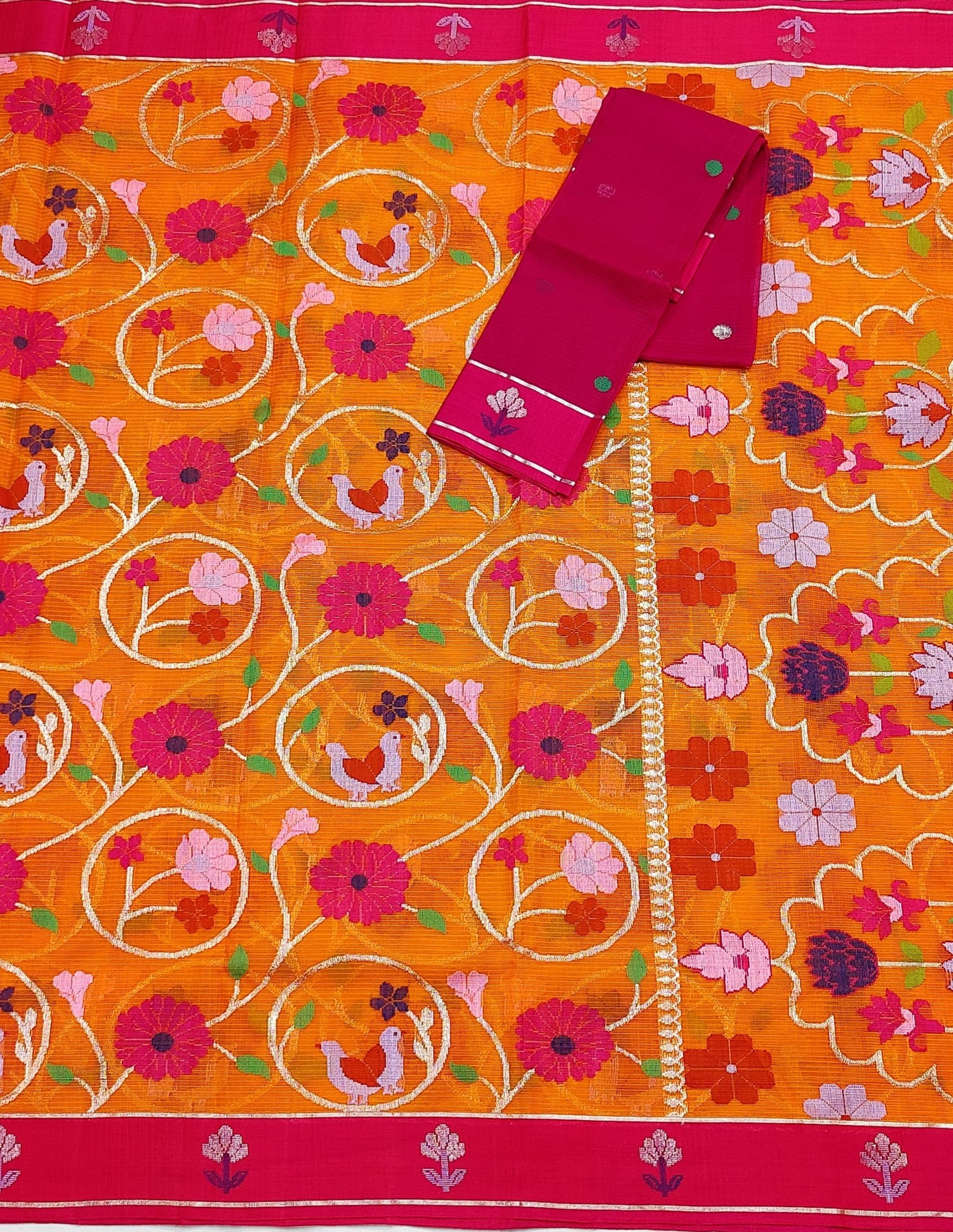 PURE ALL OVER JAAL ZARIKOTA HANDLOOM SAREE WITH BLOUSE_J620 - Image 3