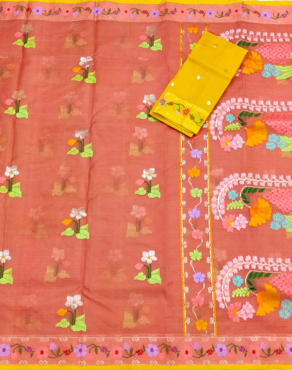 PURE BOTH SIDE PAITHNI BORDER ZARIKOTA HANDLOOM SAREE S-166 - Image 3