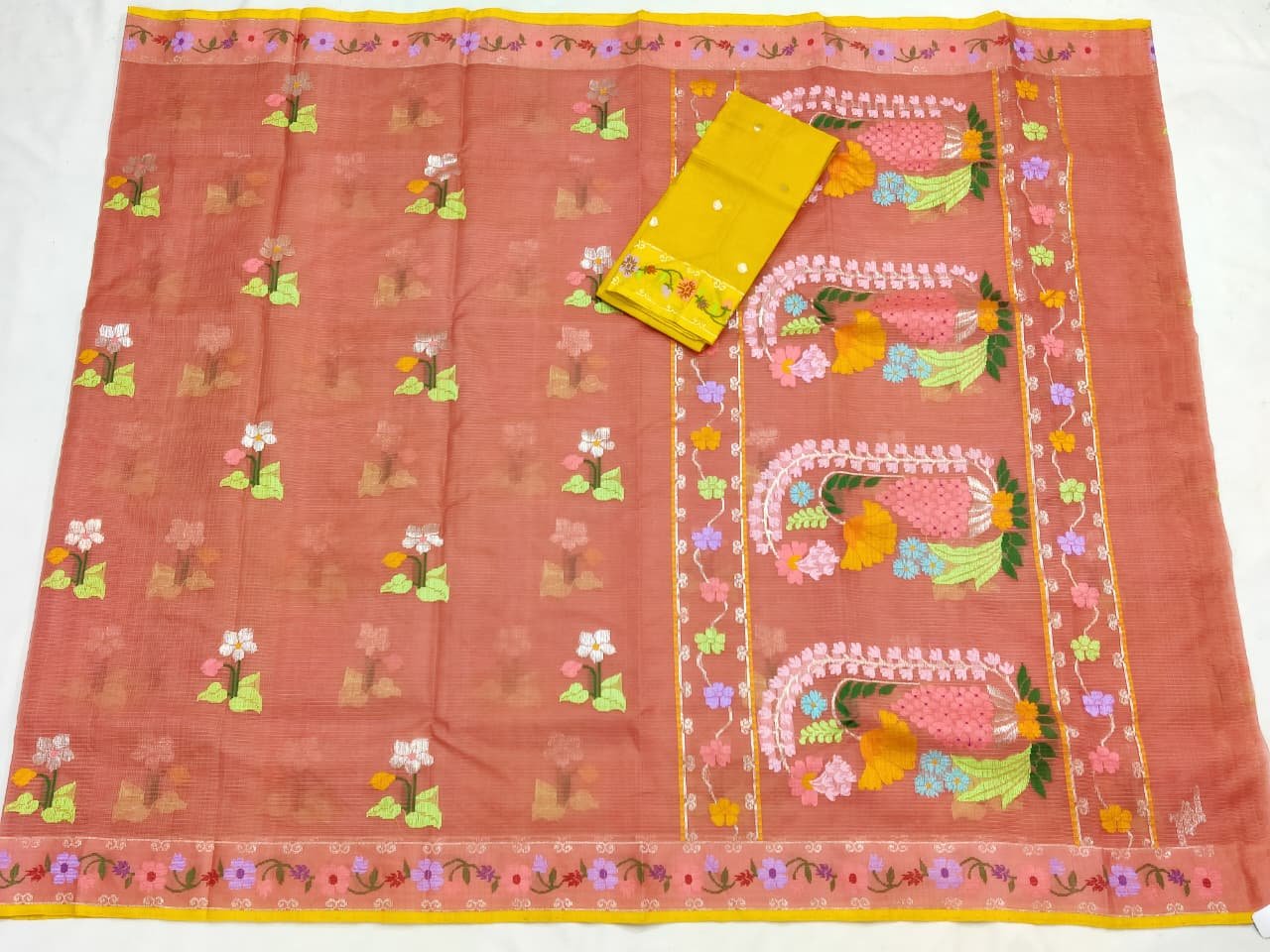PURE BOTH SIDE PAITHNI BORDER ZARIKOTA HANDLOOM SAREE S-166 - Image 4