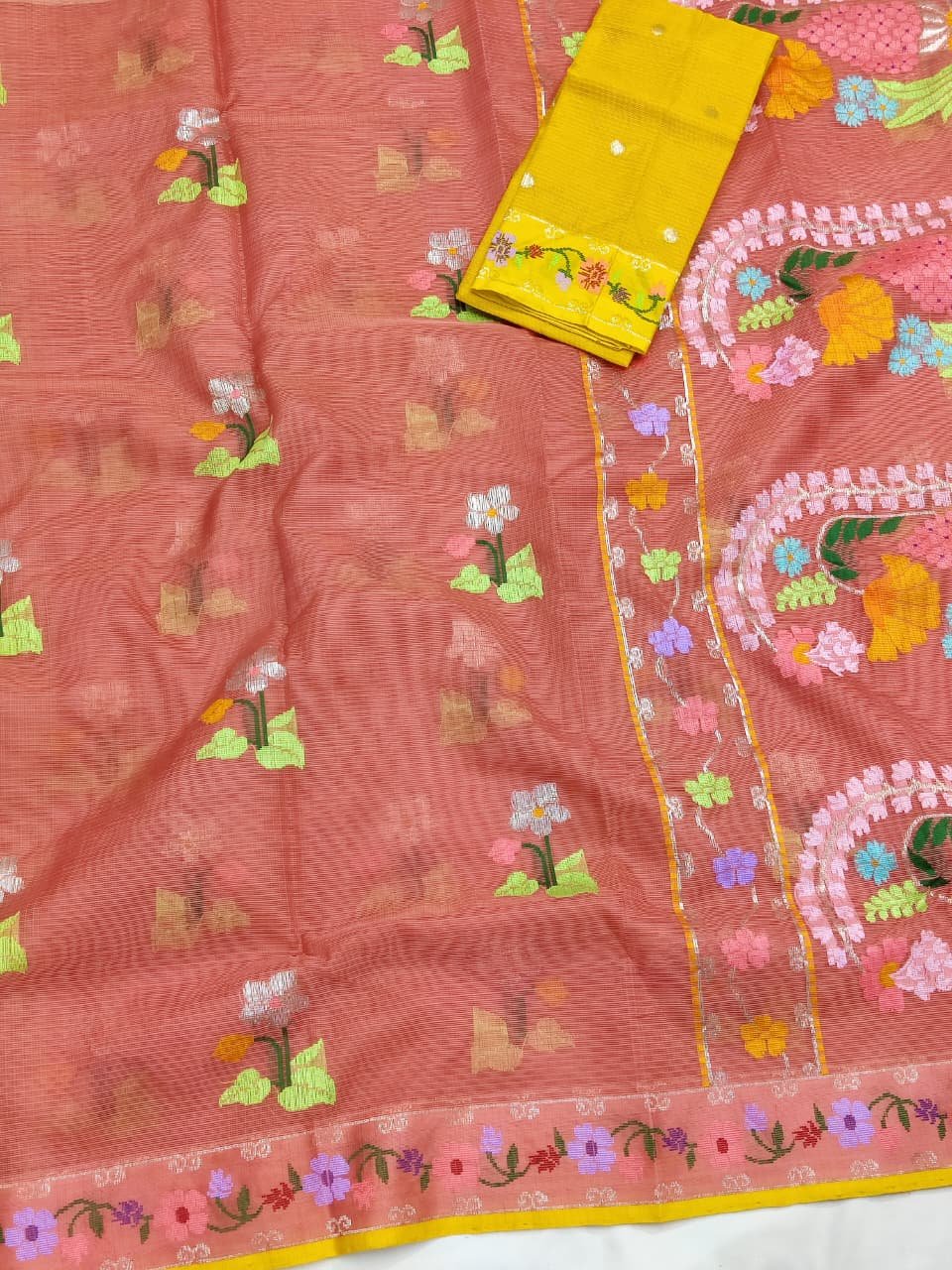 PURE BOTH SIDE PAITHNI BORDER ZARIKOTA HANDLOOM SAREE S-166 - Image 2