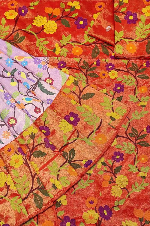 PURE SILK PAITHANI ZARIKOTA HANDLOOM SAREE WITH BLOUSE