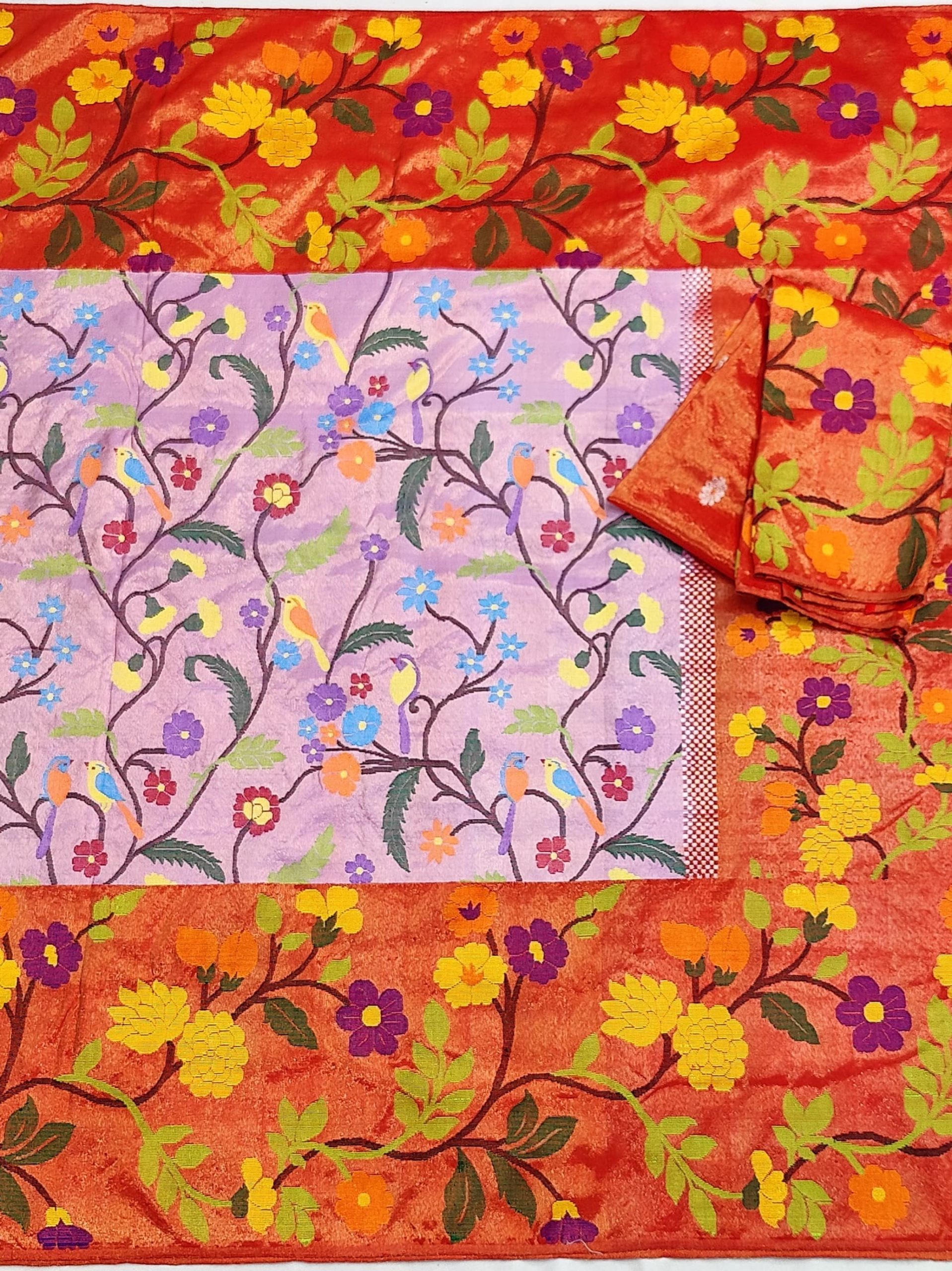 PURE SILK PAITHANI ZARIKOTA HANDLOOM SAREE WITH BLOUSE - Image 3