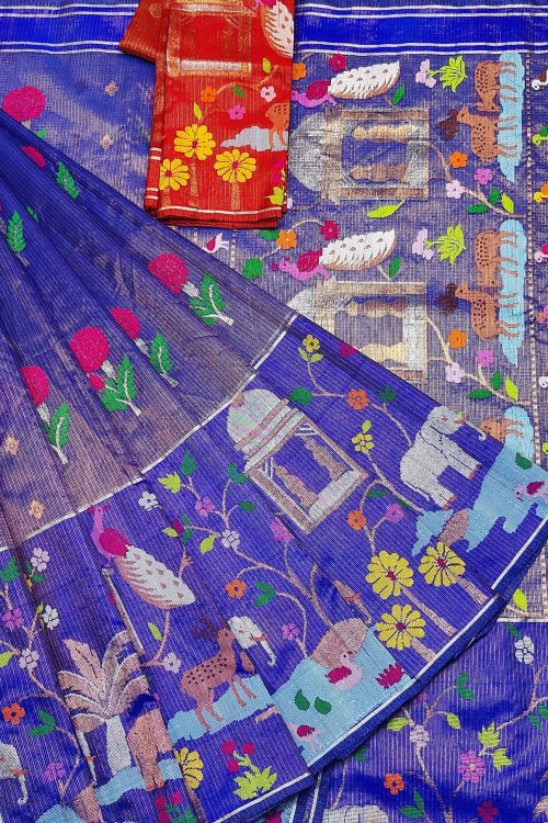 PURE GOLD BIG PAITHANI BORDER ZARIKOTA HANDLOOM SAREE WITH BLOUSE_T-261
