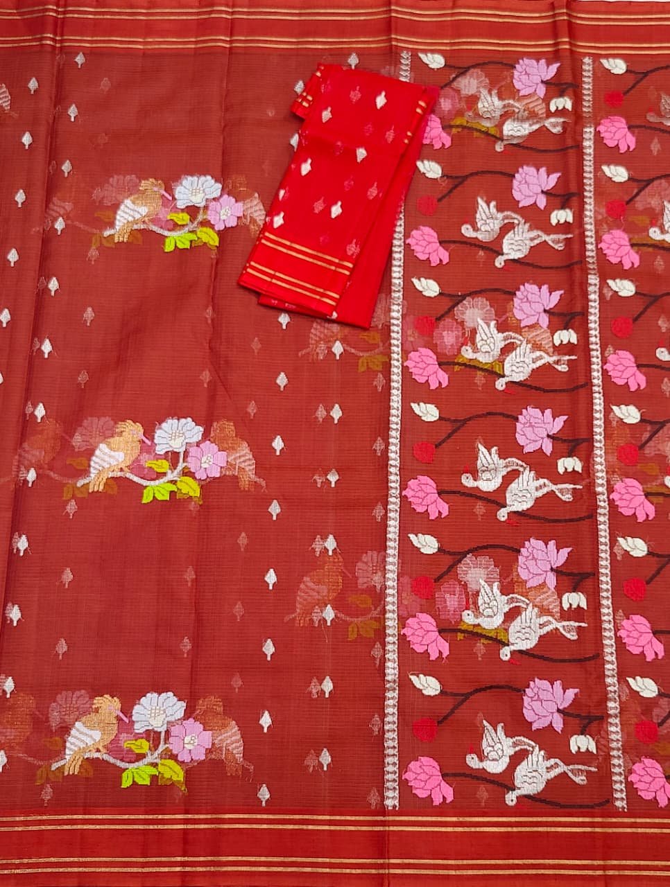 PURE ZARIKOTA HANDLOOM BUTA SAREE WITH BLOUSE B1949 - Image 3