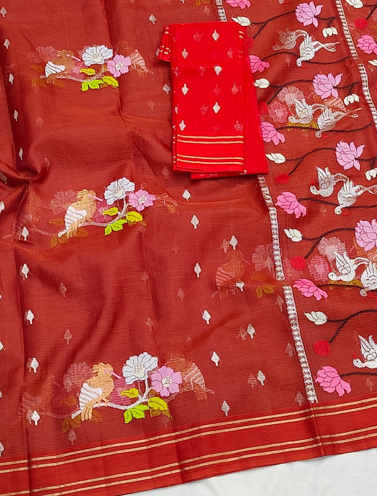 PURE ZARIKOTA HANDLOOM BUTA SAREE WITH BLOUSE B1949 - Image 2