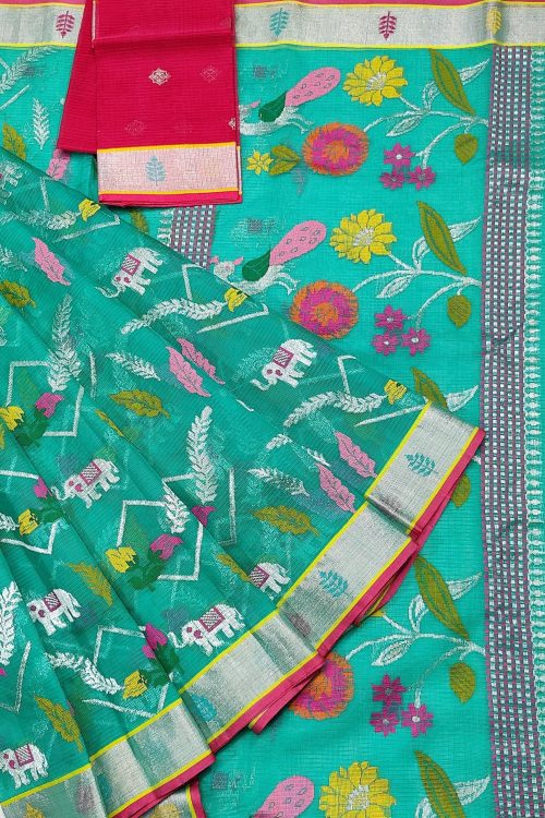 PURE ALL OVER JAAL ZARIKOTA HANDLOOM SAREE WITH BLOUSE_J622